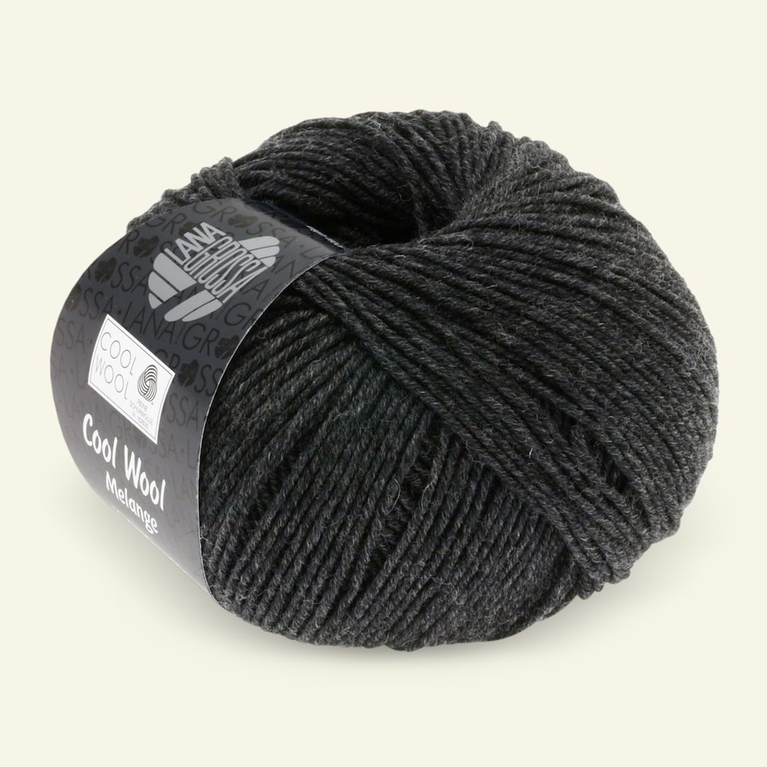 Se Lana Grossa, extrafin merinouldgarn "Cool Wool", mørk grå mel. hos Selfmade