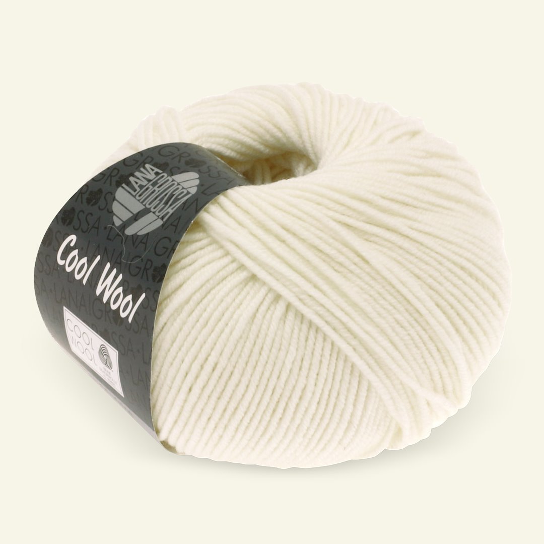 Se Lana Grossa, extrafin merinouldgarn "Cool Wool", offwhite hos Selfmade