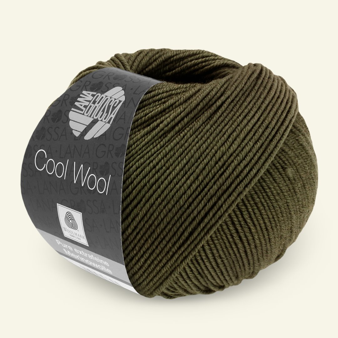 Se Lana Grossa, extrafin merinouldgarn "Cool Wool", oliven grøn hos Selfmade