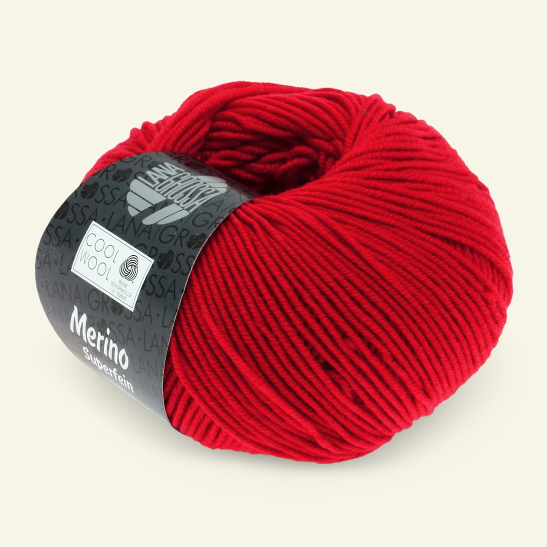 Se Lana Grossa, extrafin merinouldgarn "Cool Wool", rød hos Selfmade