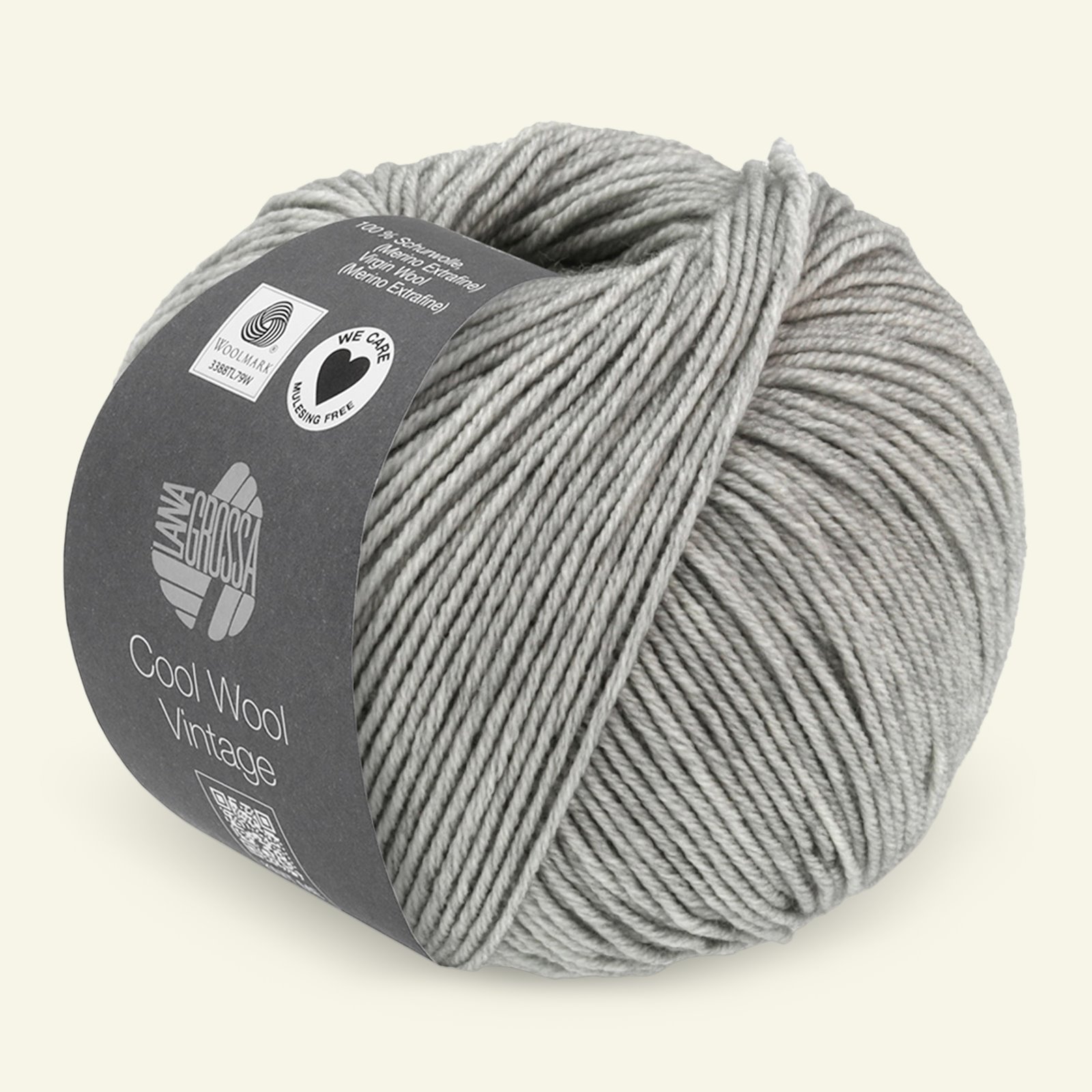 Lana Grossa, extrafin merinouldgarn "Cool Wool Vintage", lys grå 90001083_pack