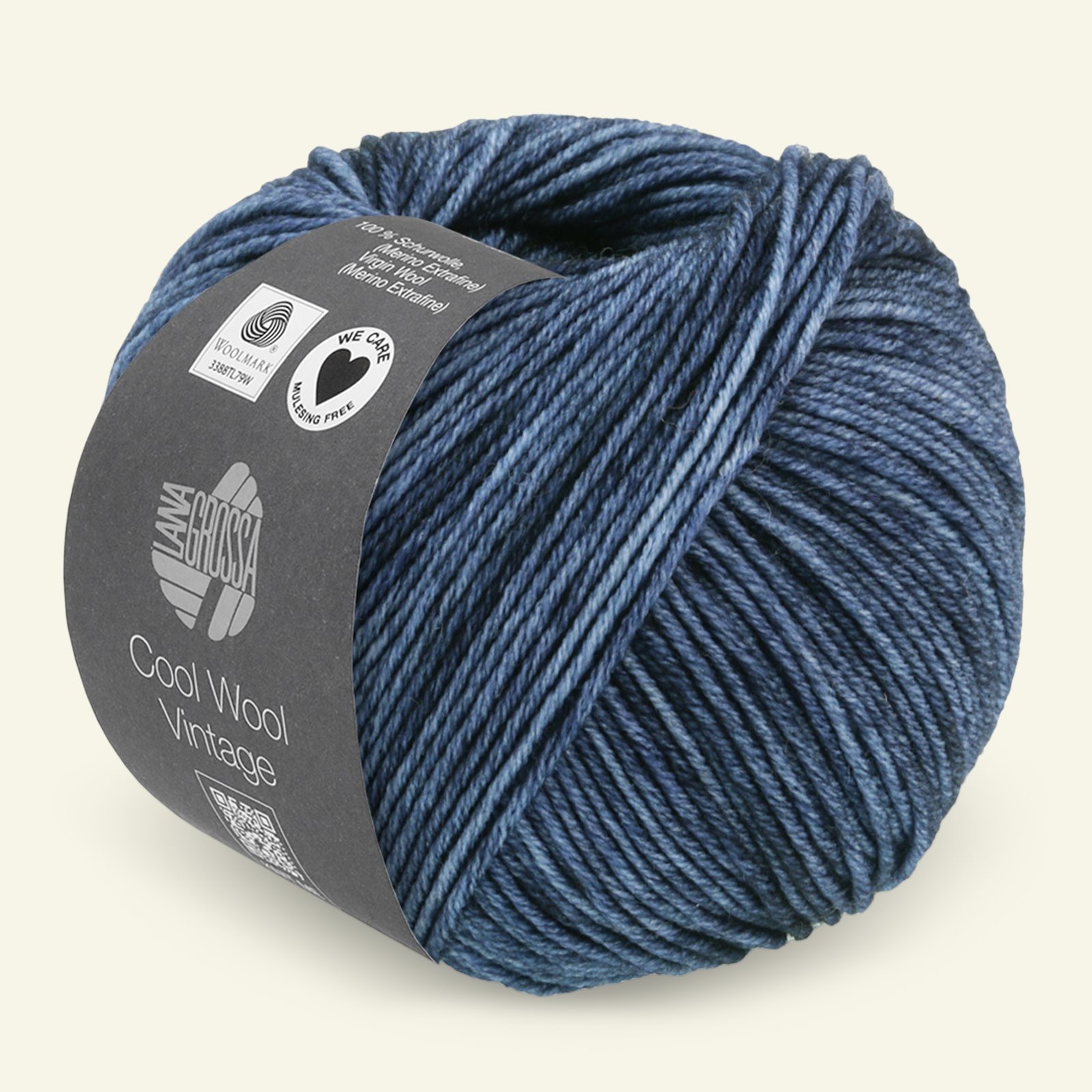 Lana Grossa, extrafin merinouldgarn "Cool Wool Vintage", mørk blå 90001080_pack