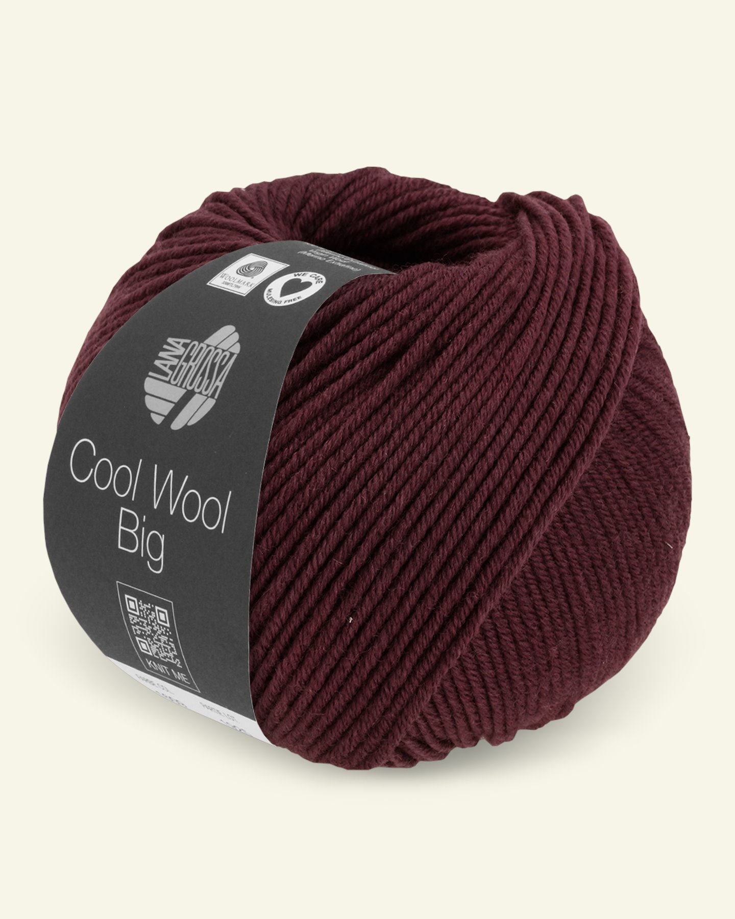 Lana Grossa, extrafine merino ullgarn "Cool Wool Big", bordeaux mel. 90001092_pack