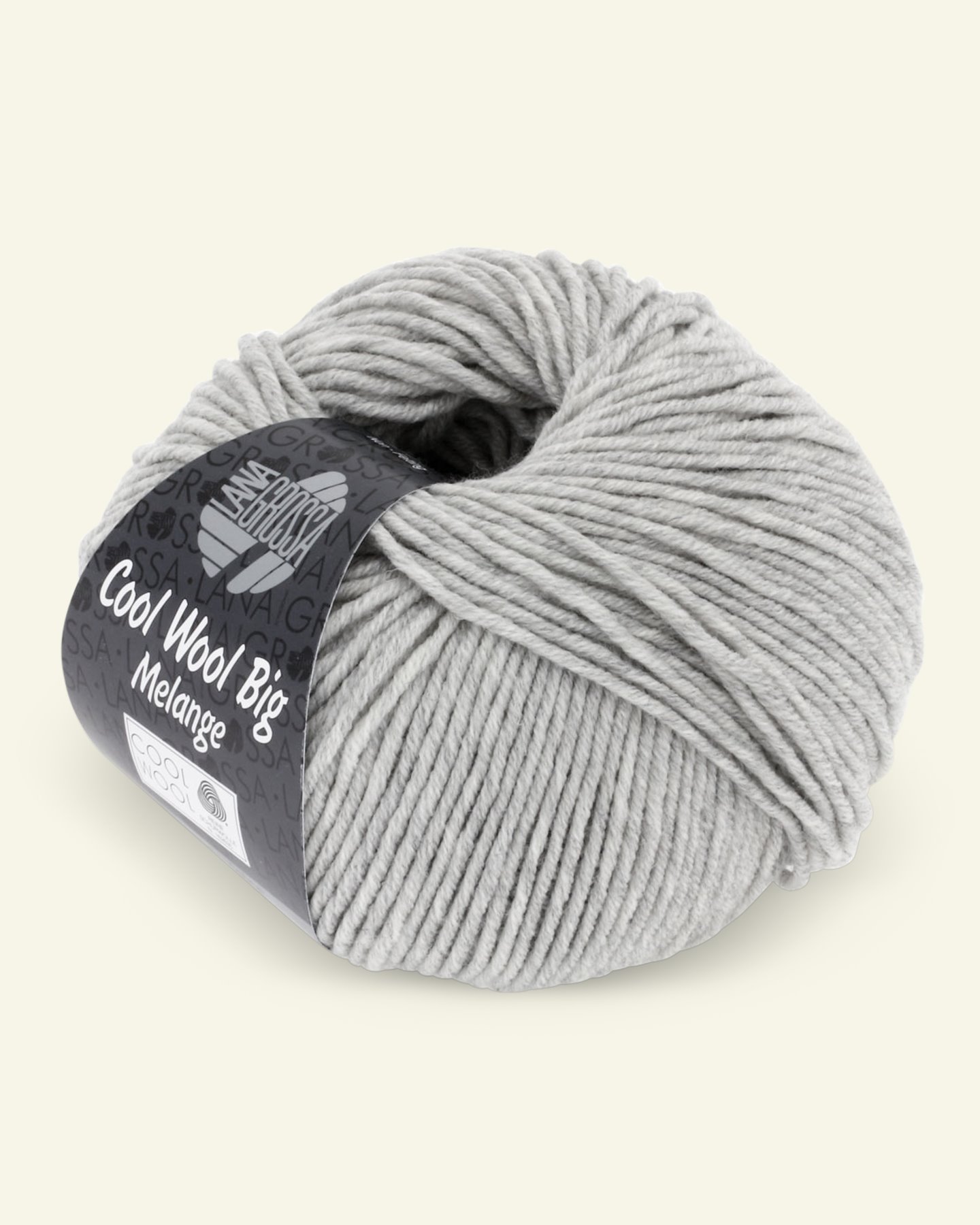Lana Grossa, extrafine merino ullgarn "Cool Wool Big", ljusgrå mel. 90001085_pack