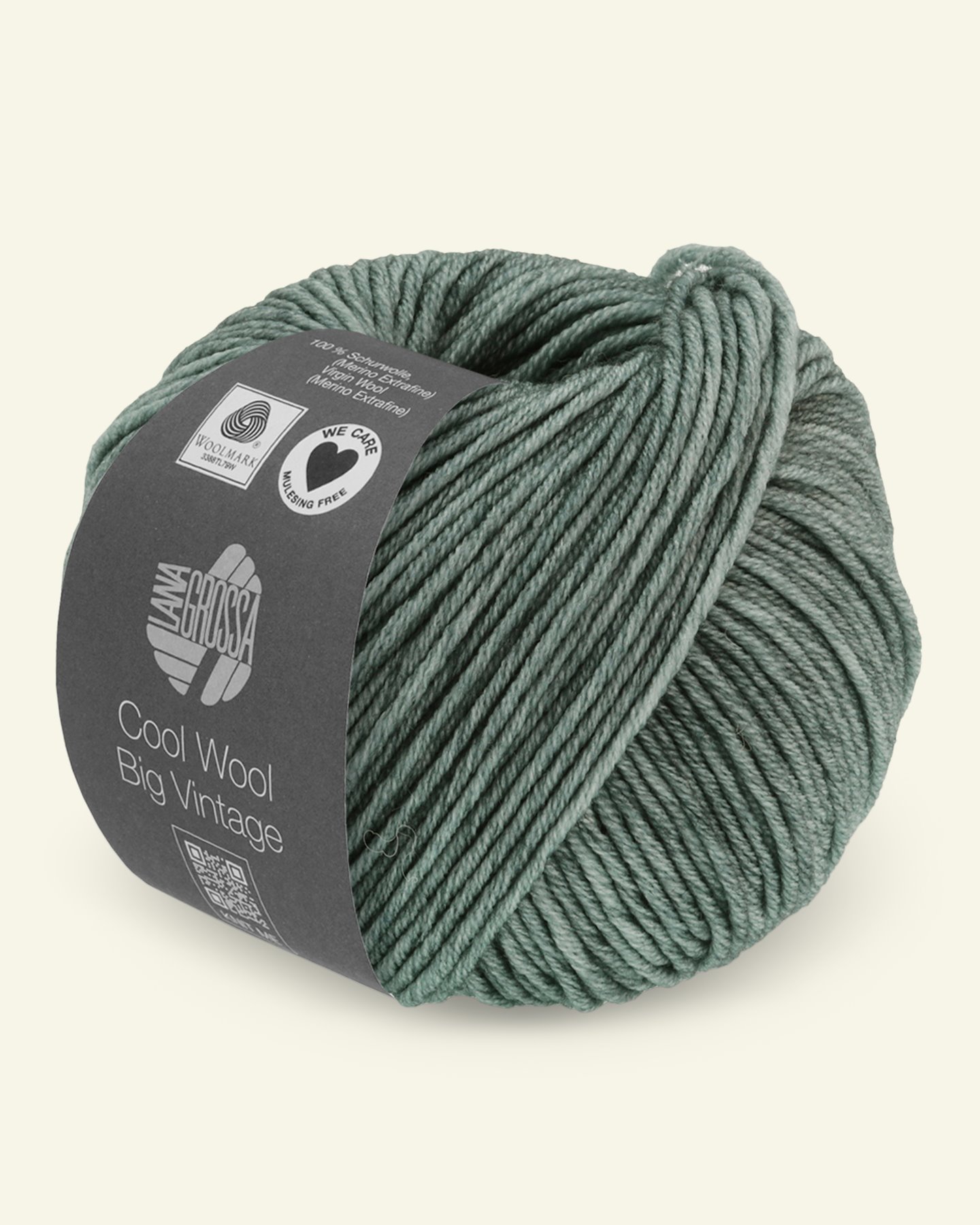 Lana Grossa, extrafine merino ullgarn "Cool Wool Big Vintage", grøngrå 90001072_pack