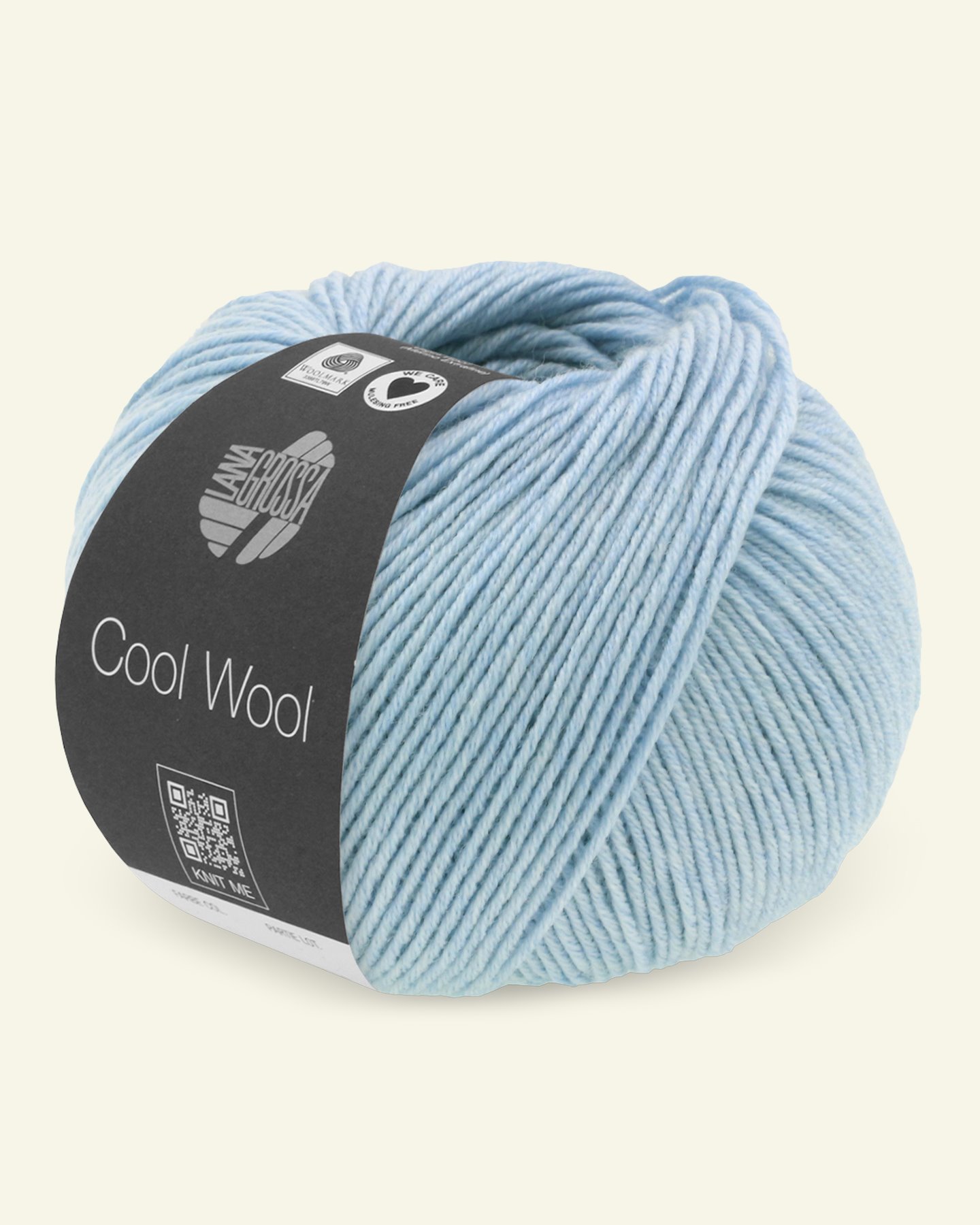 Lana Grossa, extrafine merino ullgarn "Cool Wool", lys blå mel. 90001115_pack