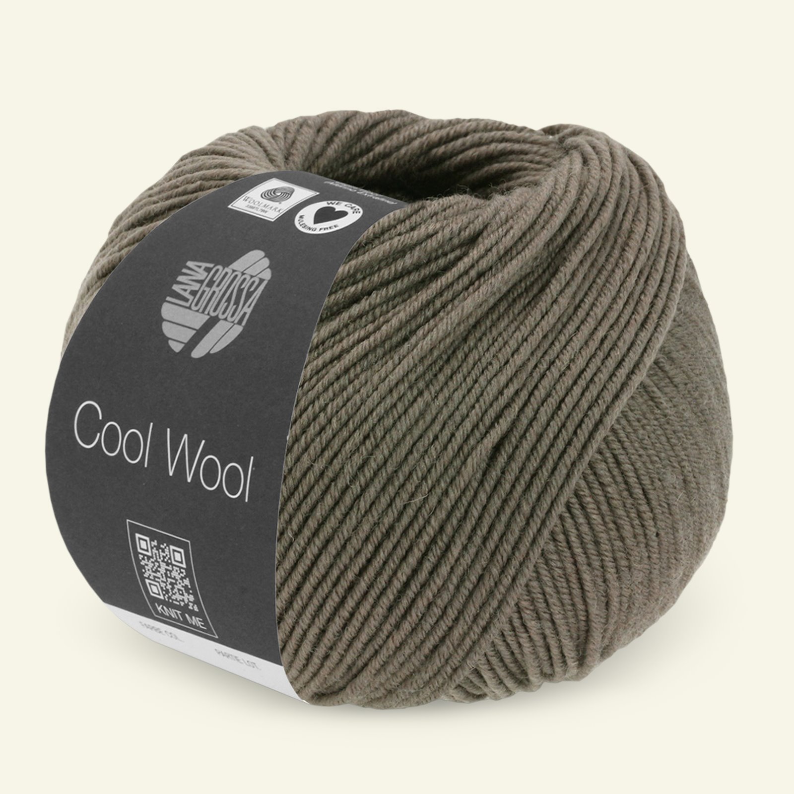 Lana Grossa, extrafine merino ullgarn "Cool Wool", mørk brun mel. 90001118_pack