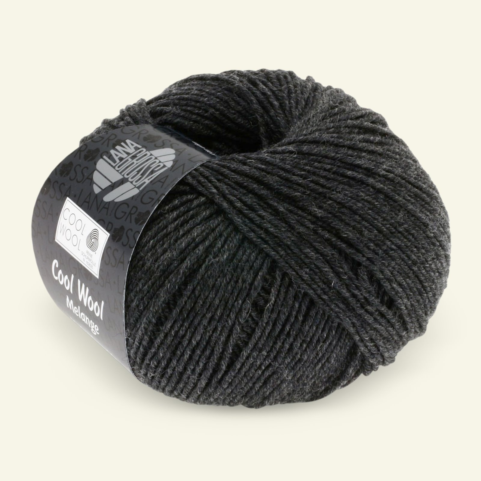 Lana Grossa, extrafine merino ullgarn "Cool Wool", mørk grå mel. 90001113_pack