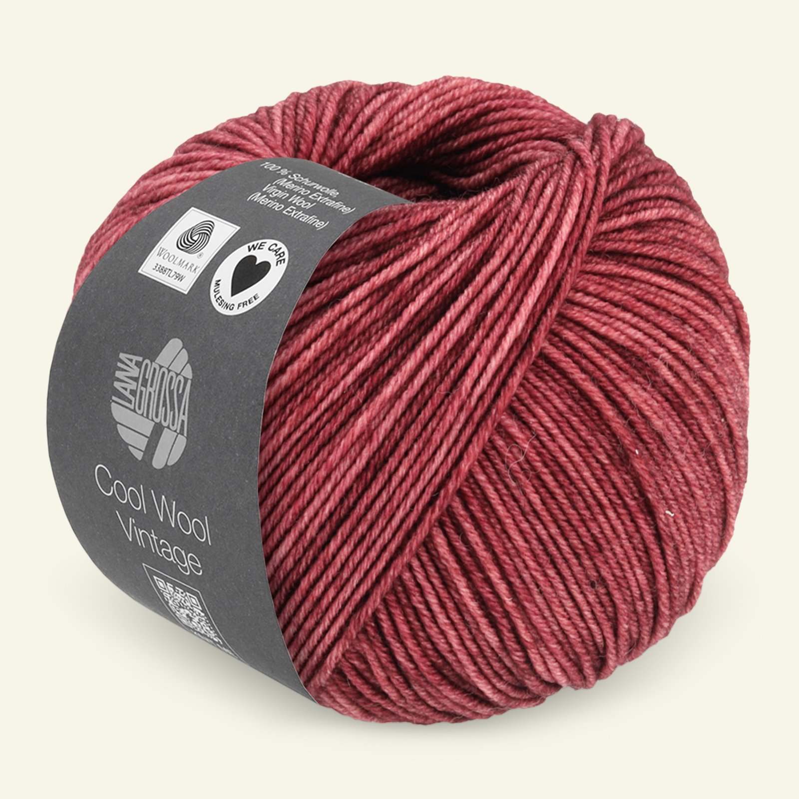 Lana Grossa, extrafine merino wool yarn "Cool Wool Vintage", bordeaux 90001078_pack