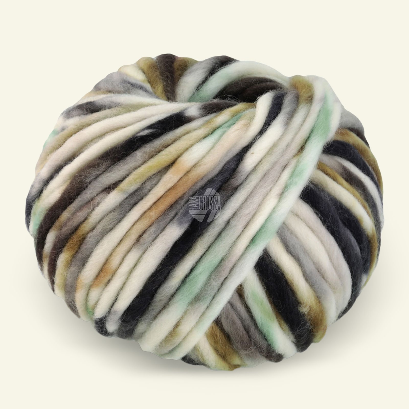 Lana Grossa, merion wool yarn "Confetti", grey/olive/black 90001063_pack