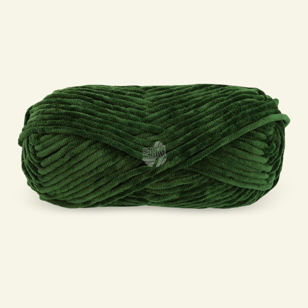 Se Lana Grossa, polyestergarn/velourgarn "The Look", flaskegrøn hos Selfmade