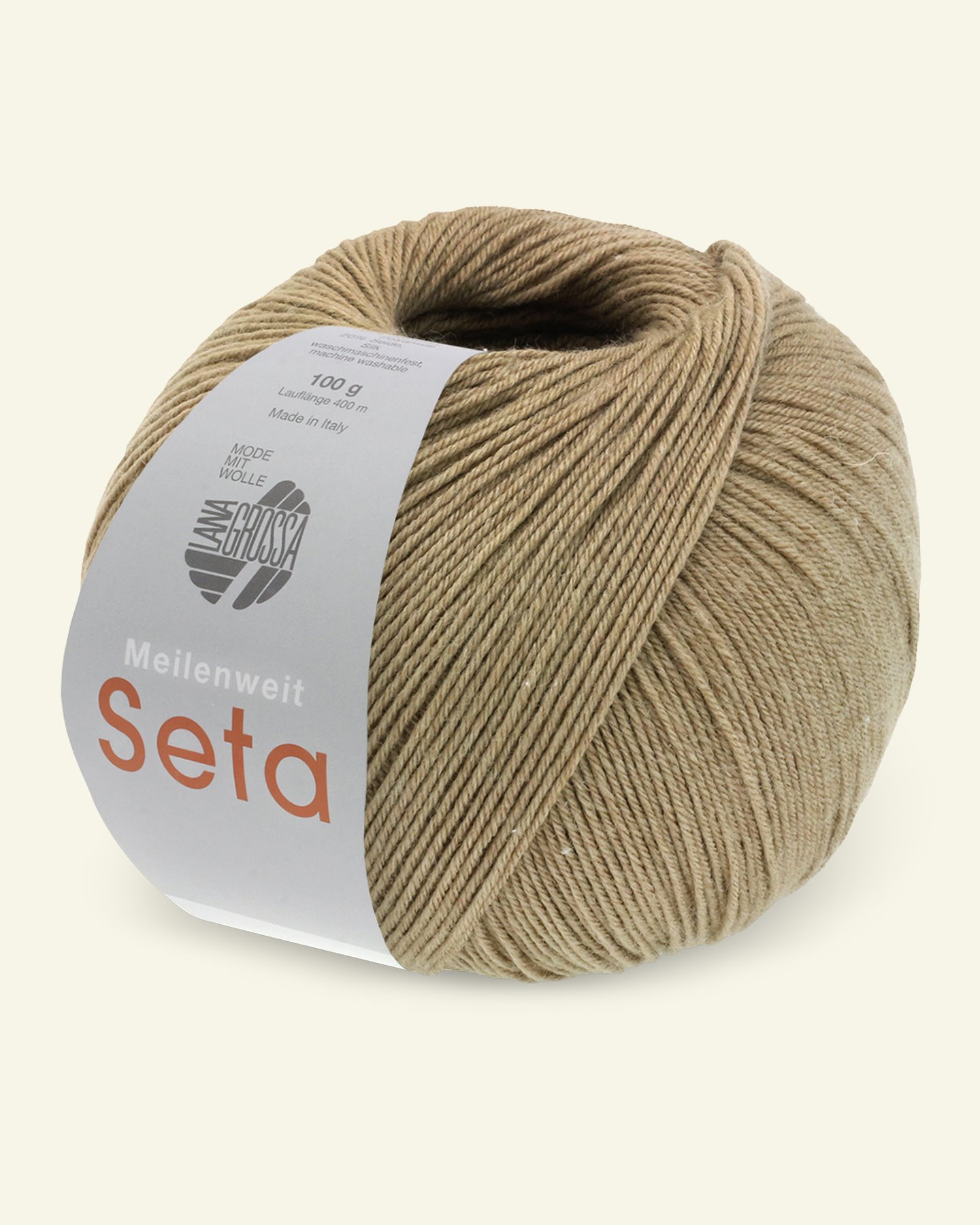 Lana Grossa, sock yarn with wool and silk "Meilenweit 100 Seta", beige 90000970_pack
