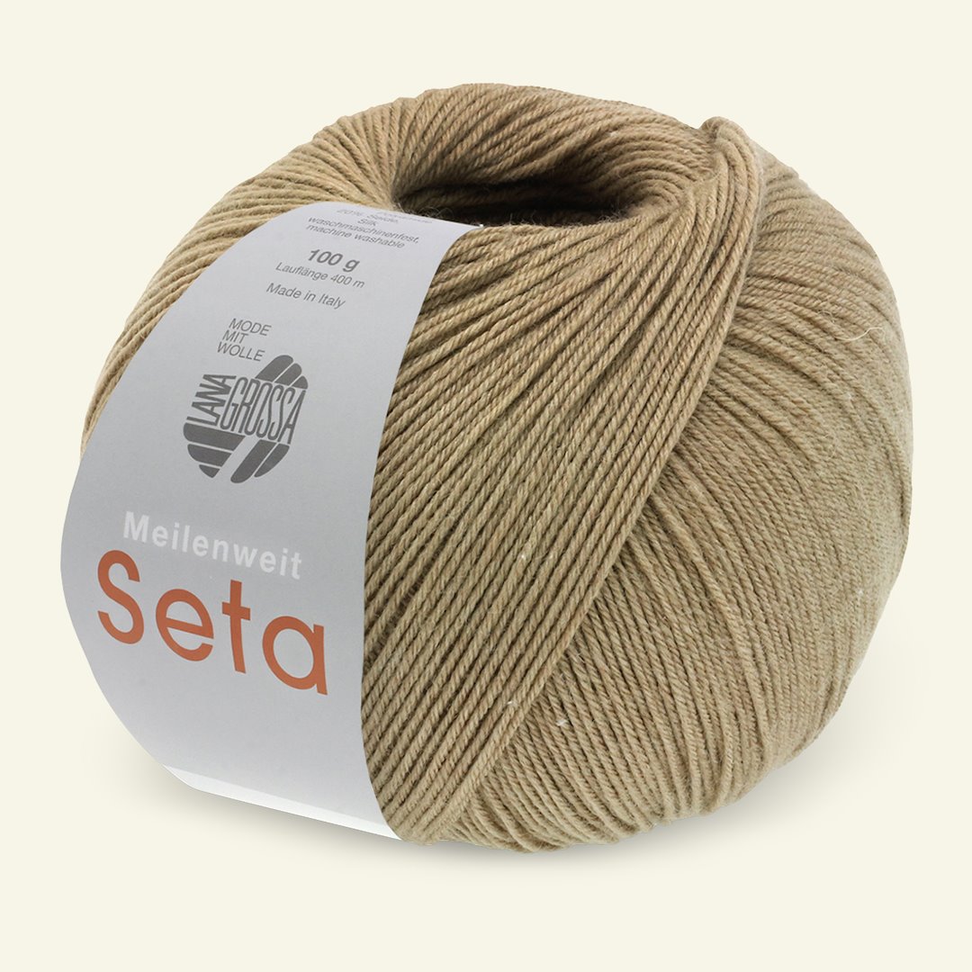 Se Lana Grossa, strømpegarn med uld og silke "Meilenweit 100 Seta", beige hos Selfmade