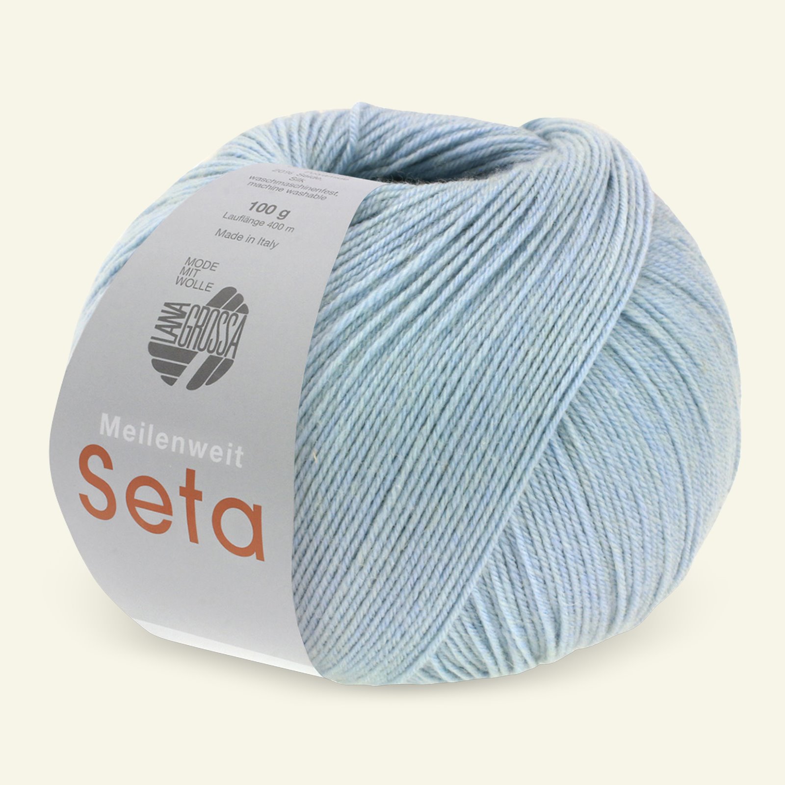 Lana Grossa, strømpegarn med uld og silke "Meilenweit 100 Seta", lys blå 90000969_pack