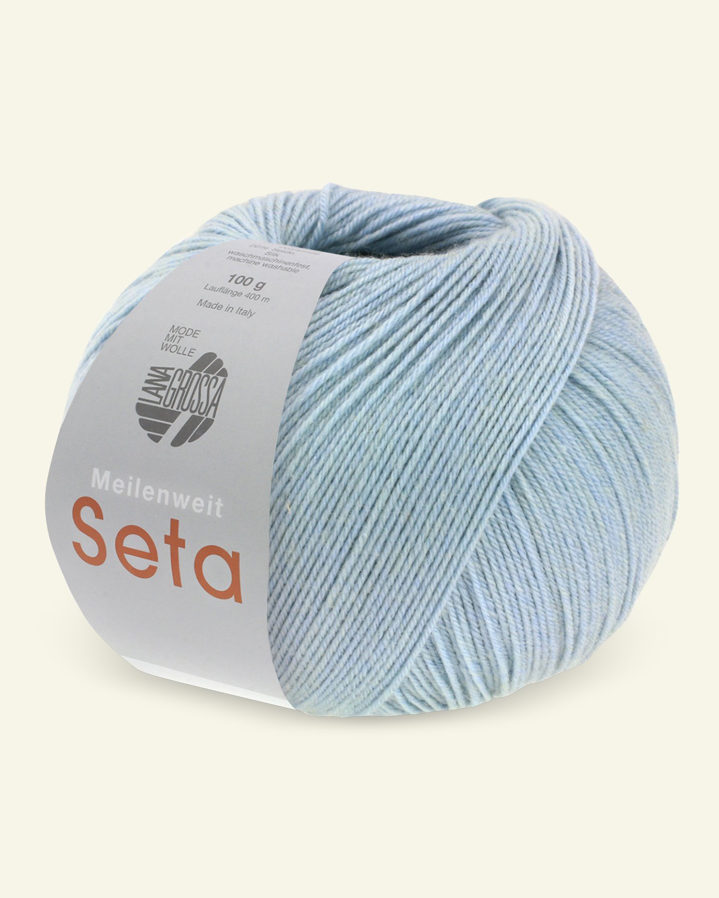 Lana Grossa, strømpegarn med uld og silke "Meilenweit 100 Seta", lys blå 90000969_pack