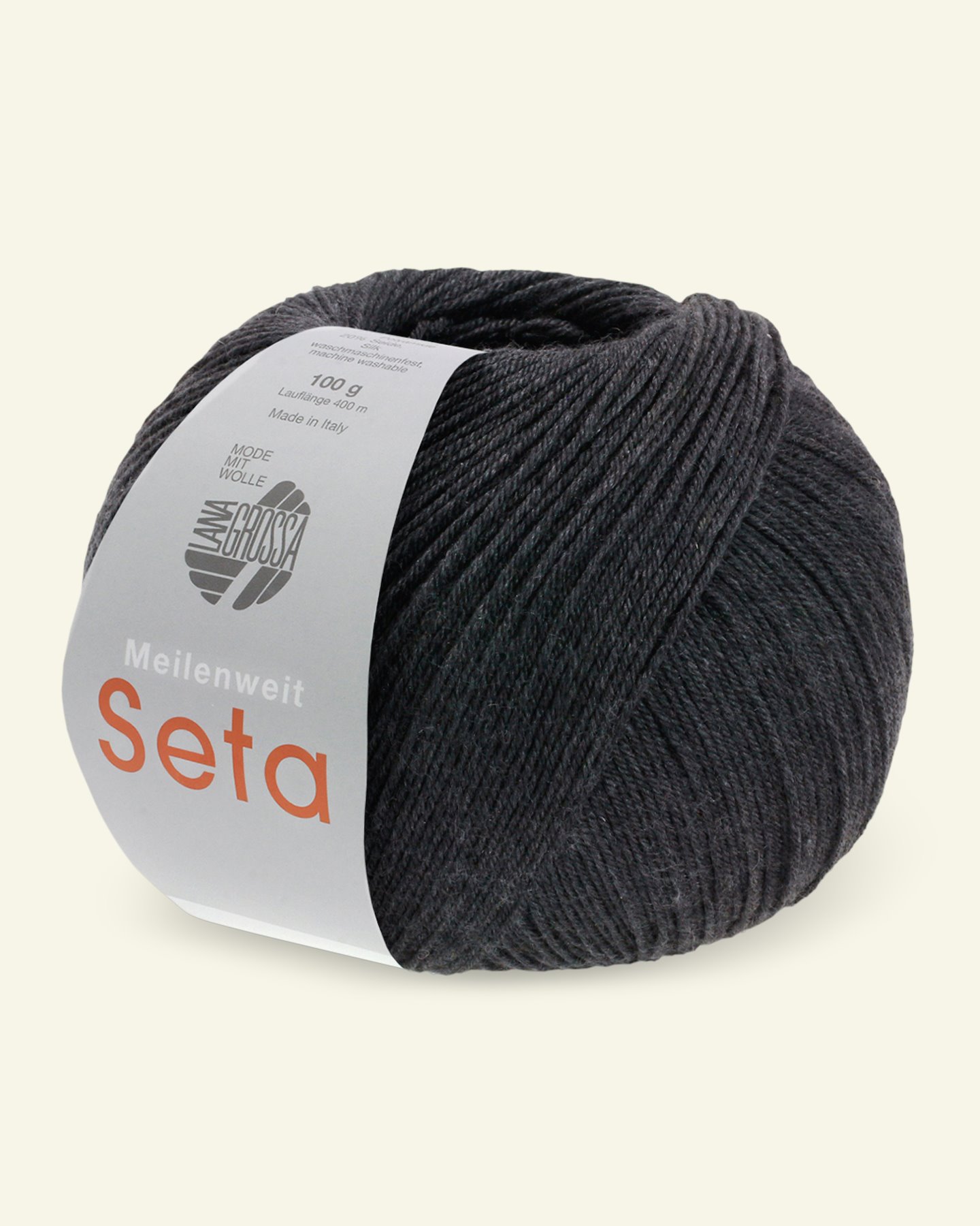 Lana Grossa, strømpegarn med uld og silke "Meilenweit 100 Seta", mørk grå 90000962_pack