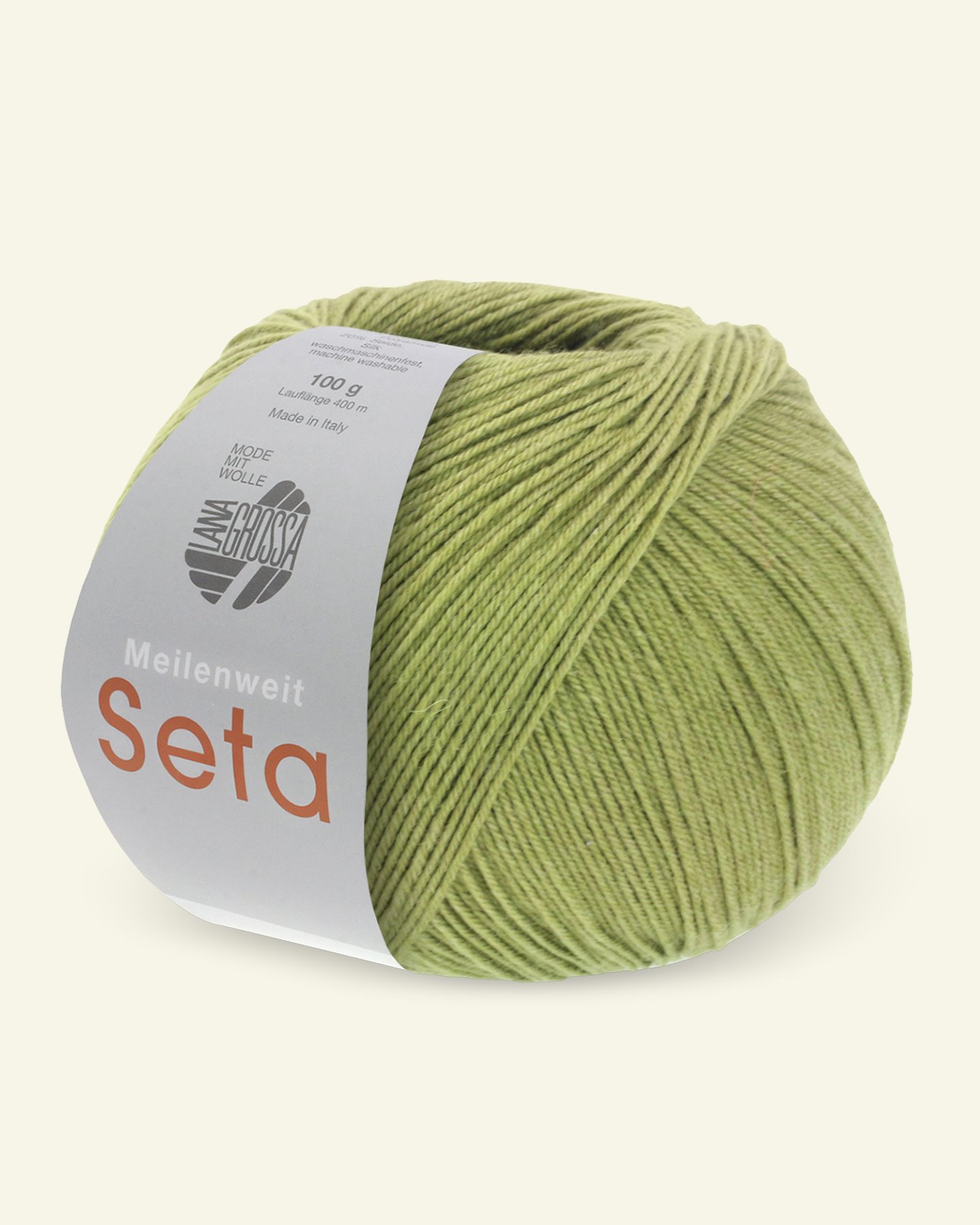 Lana Grossa, strømpegarn med uld og silke "Meilenweit 100 Seta", oliven grøn 90000965_pack