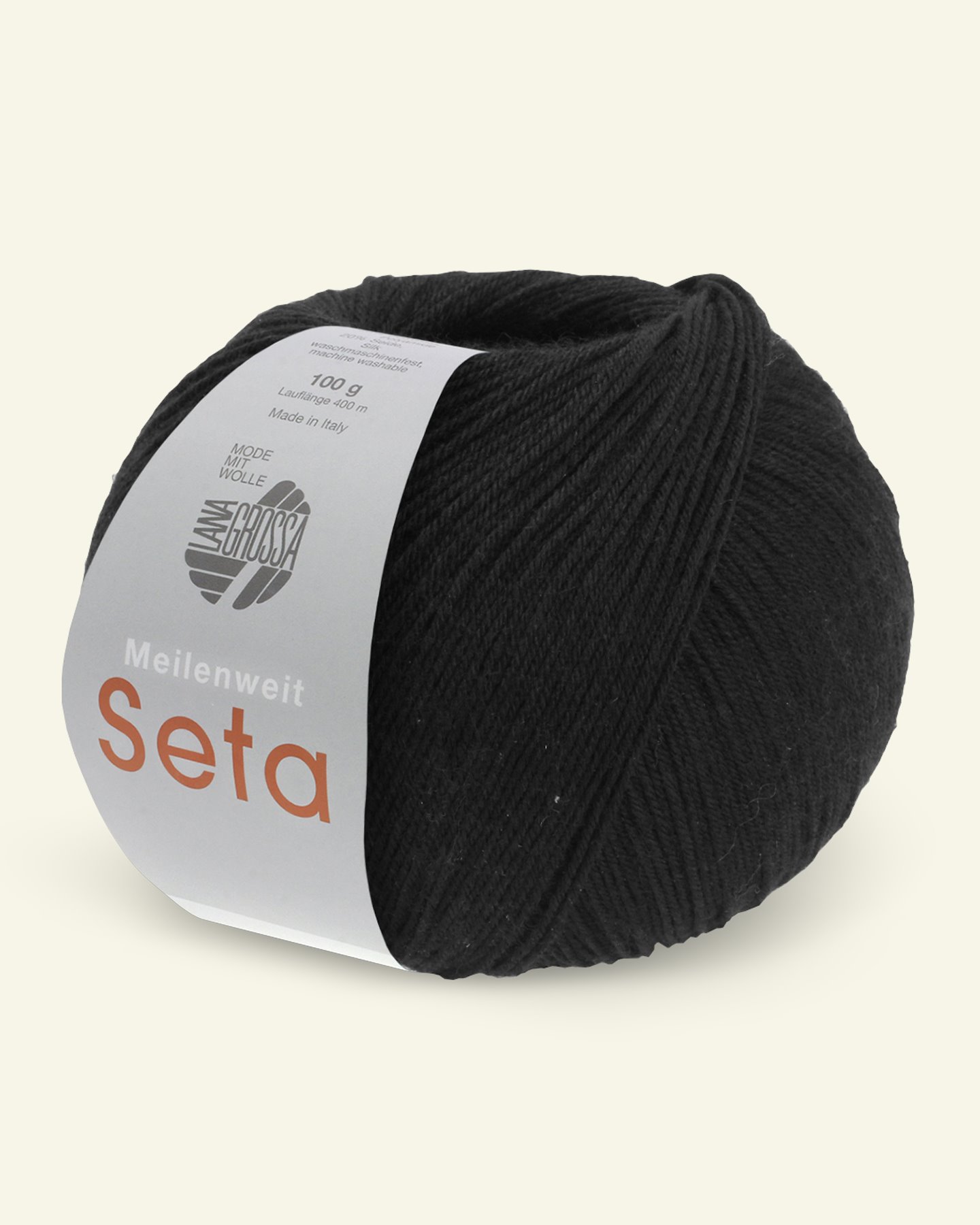 Lana Grossa, strømpegarn med uld og silke "Meilenweit 100 Seta", sort 90000961_pack