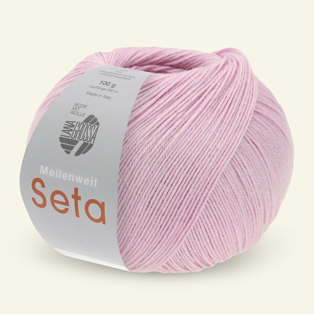 Se Lana Grossa, strømpegarn med uld og silke "Meilenweit 100 Seta", støvet rosa hos Selfmade