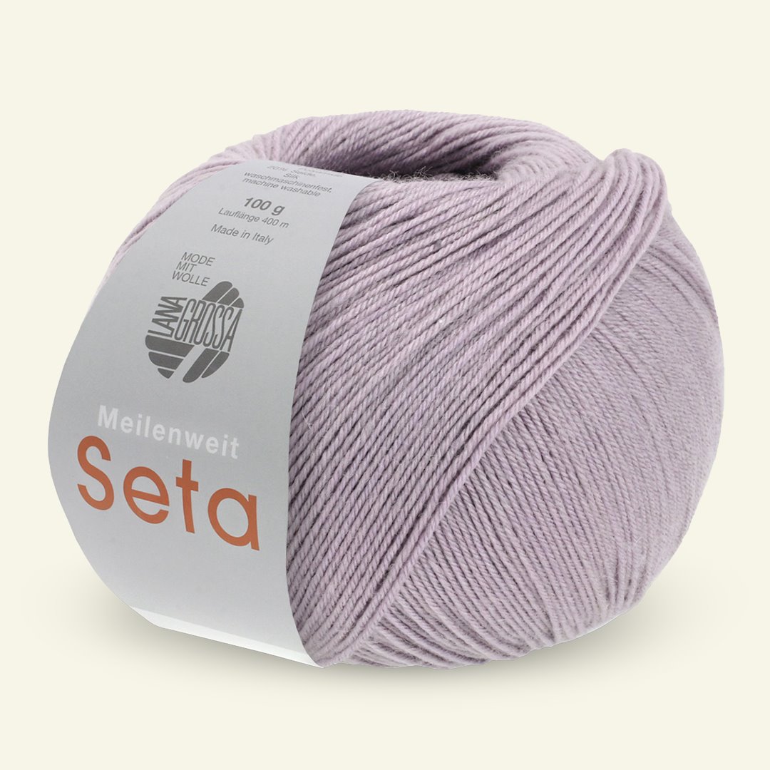 Se Lana Grossa, strømpegarn med uld og silke "Meilenweit 100 Seta", violet hos Selfmade