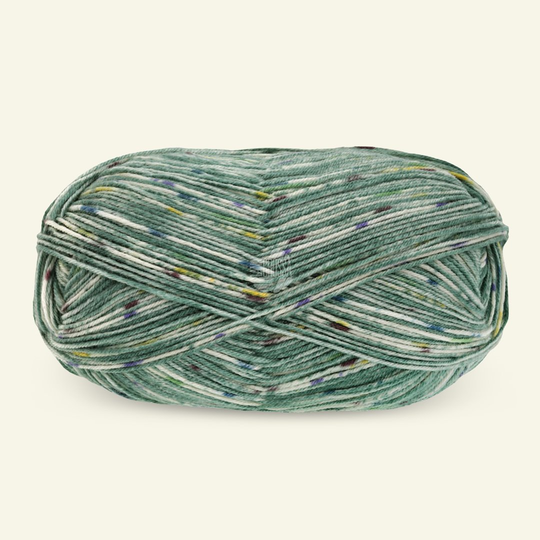 Se Lana Grossa, uld strømpegarn "Meilenweit 100 merino extrafin Stella", grøn hos Selfmade