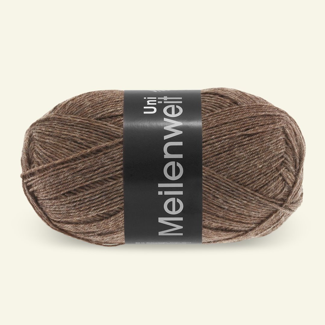 Se Lana Grossa, uld strømpegarn "Meilenweit 100 Uni", brun hos Selfmade