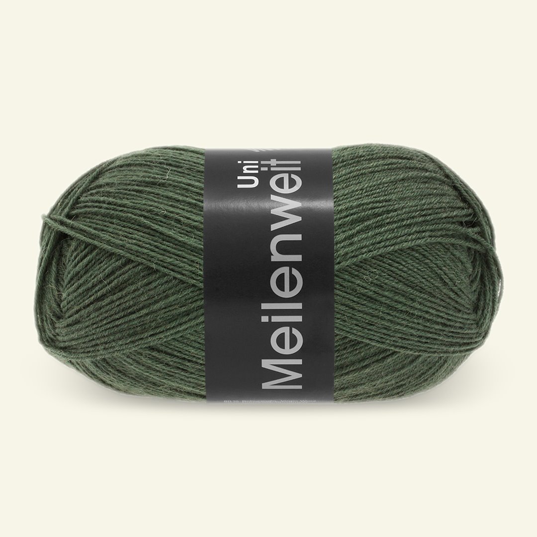 Se Lana Grossa, uld strømpegarn "Meilenweit 100 Uni", flaskegrøn hos Selfmade