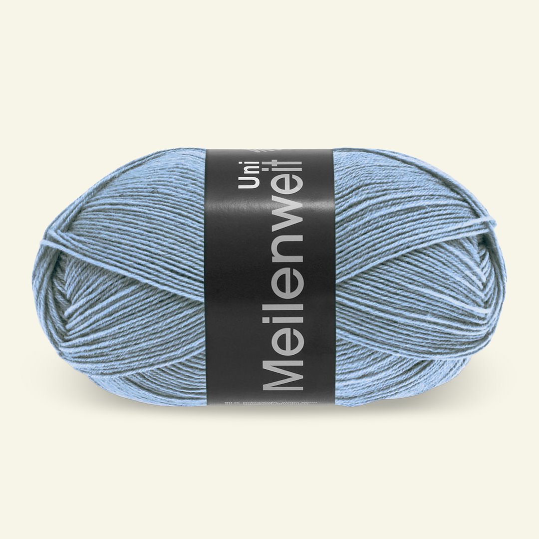 Se Lana Grossa, uld strømpegarn "Meilenweit 100 Uni", lys blå hos Selfmade