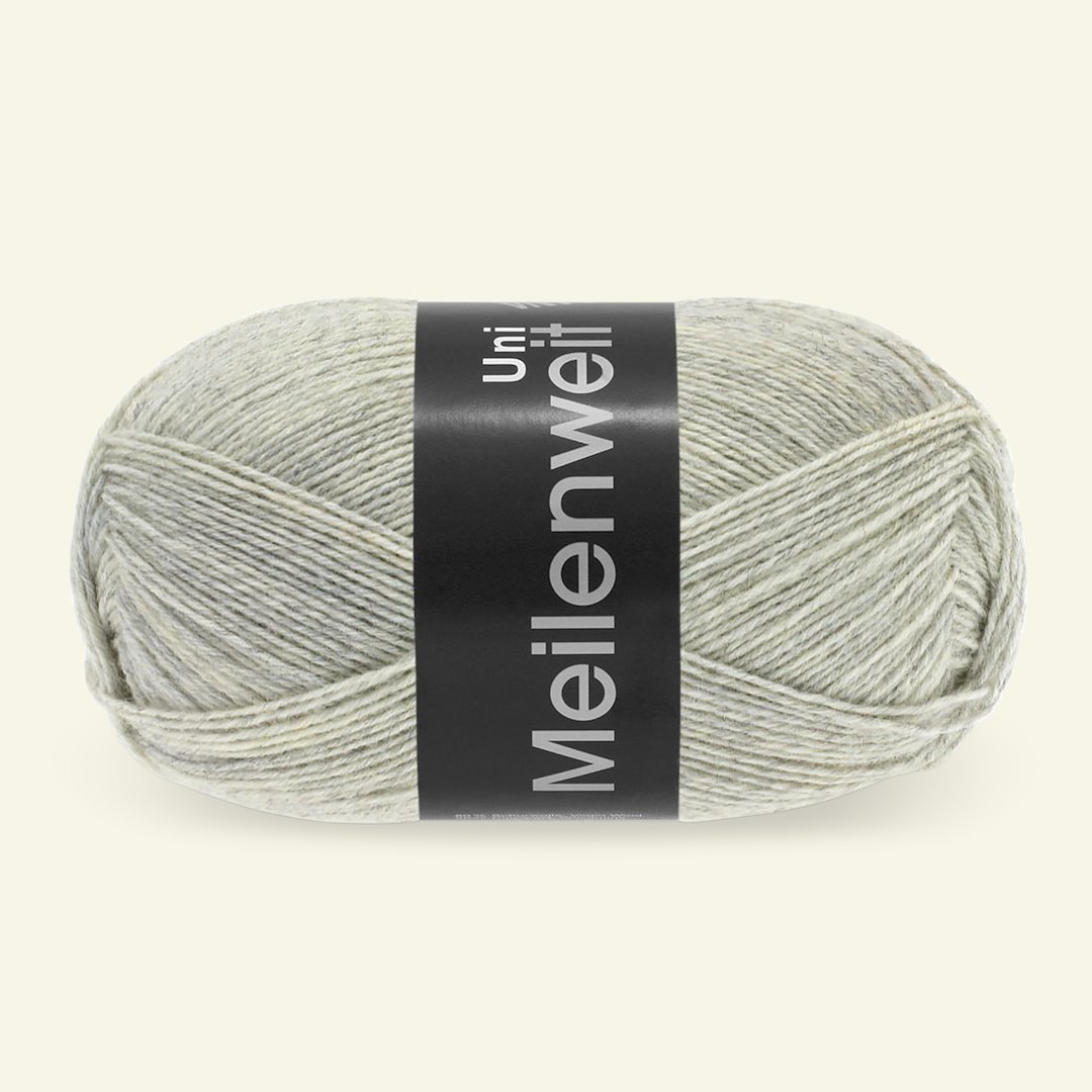 Se Lana Grossa, uld strømpegarn "Meilenweit 100 Uni", lys grå mel. hos Selfmade