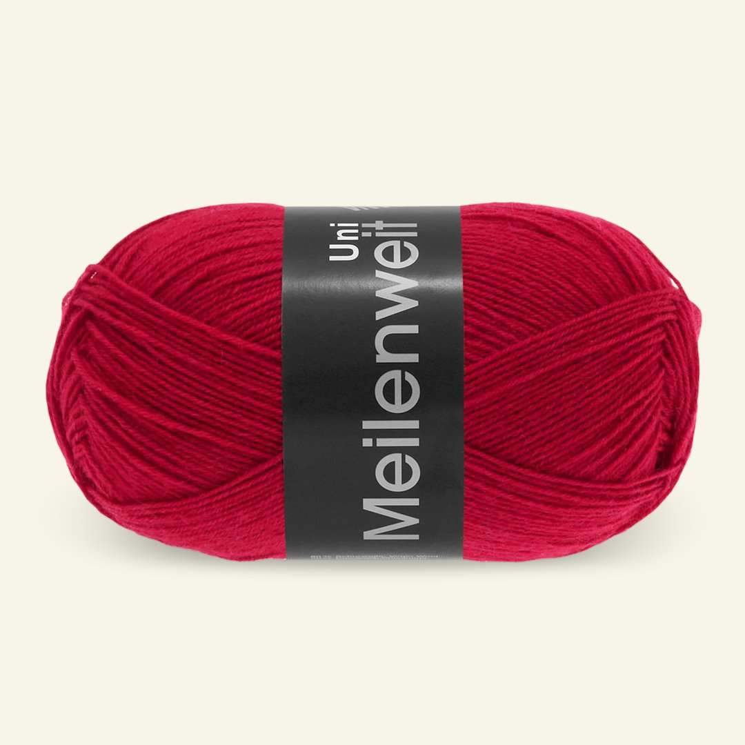 Se Lana Grossa, uld strømpegarn "Meilenweit 100 Uni", rød hos Selfmade