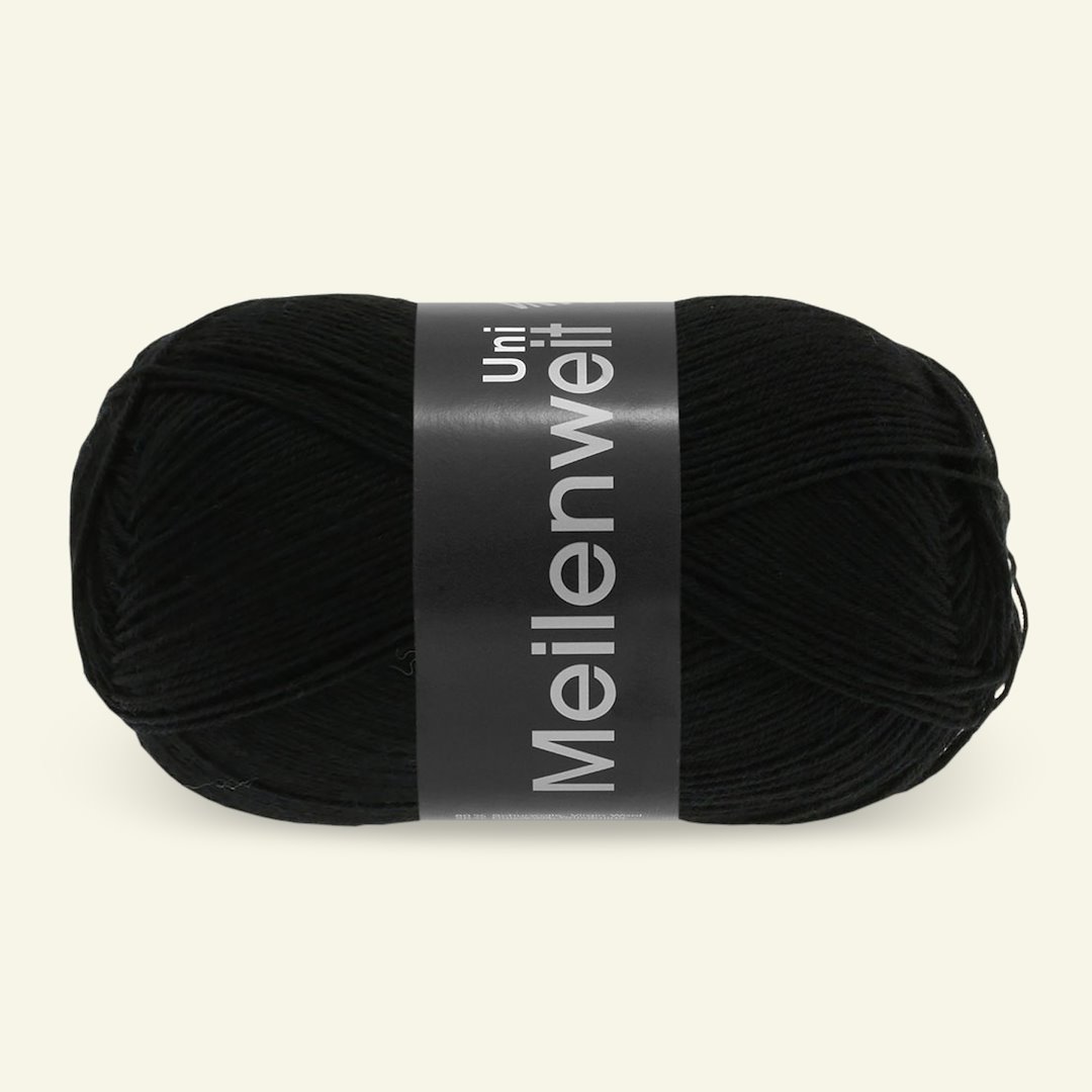 Se Lana Grossa, uld strømpegarn "Meilenweit 100 Uni", sort hos Selfmade