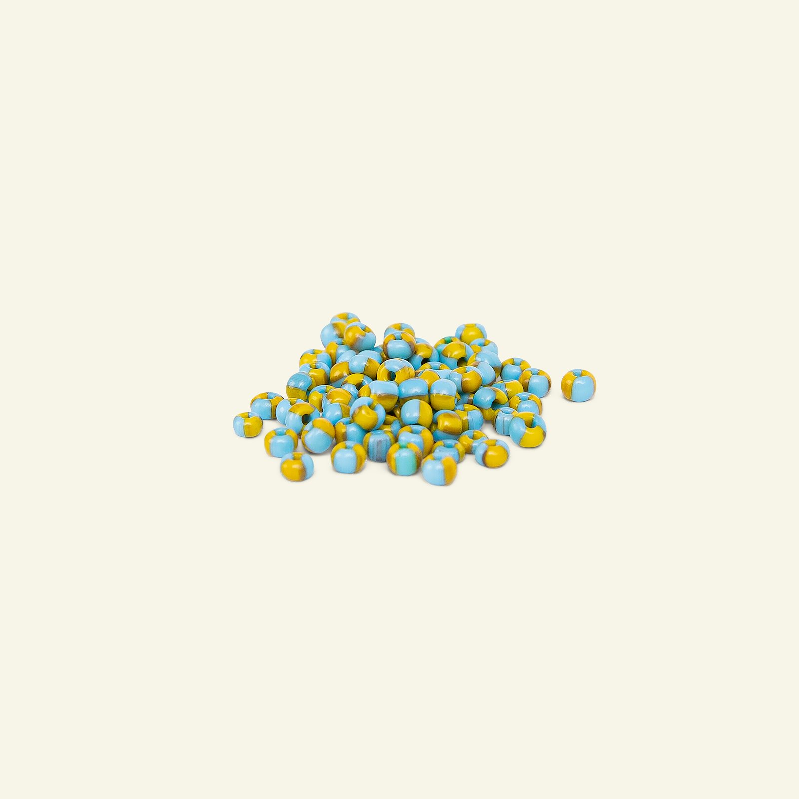 Matsuno glaspärla 8/0 gul/blå randig 10g 47132_pack_b