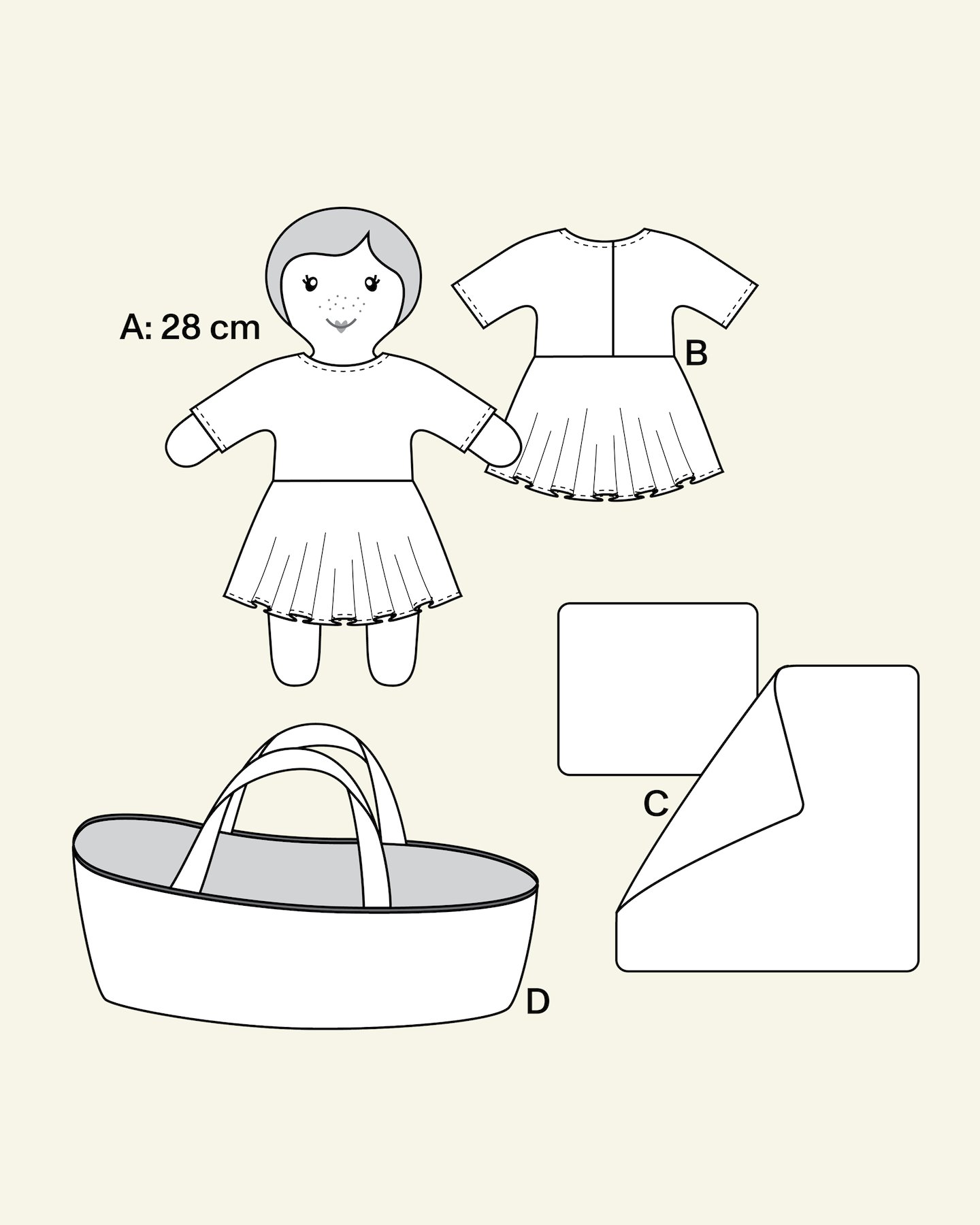 Mini doll with clothes and carrycot 9032600_pack