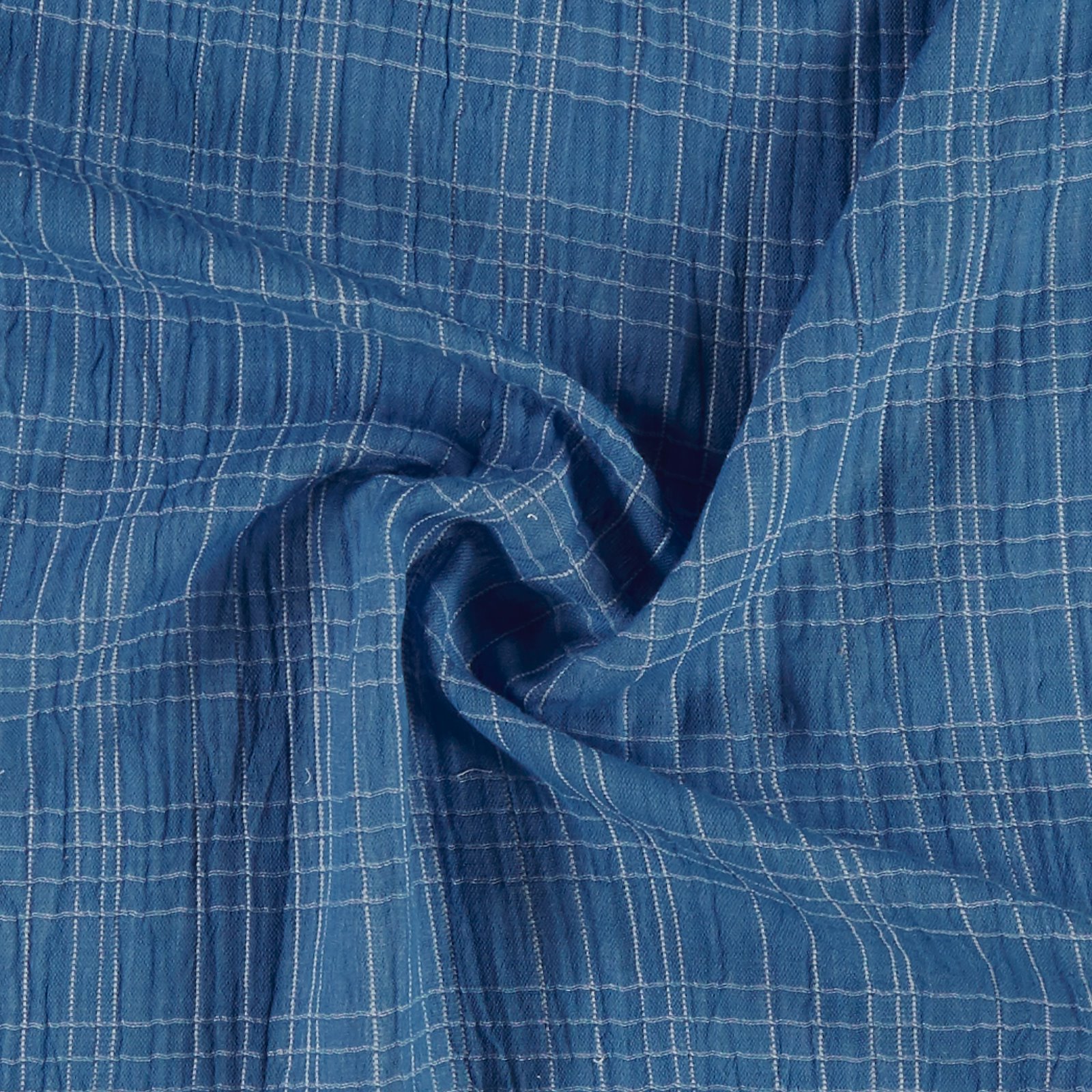 Muslin 2-layer YD check light dusty blue 502090_pack