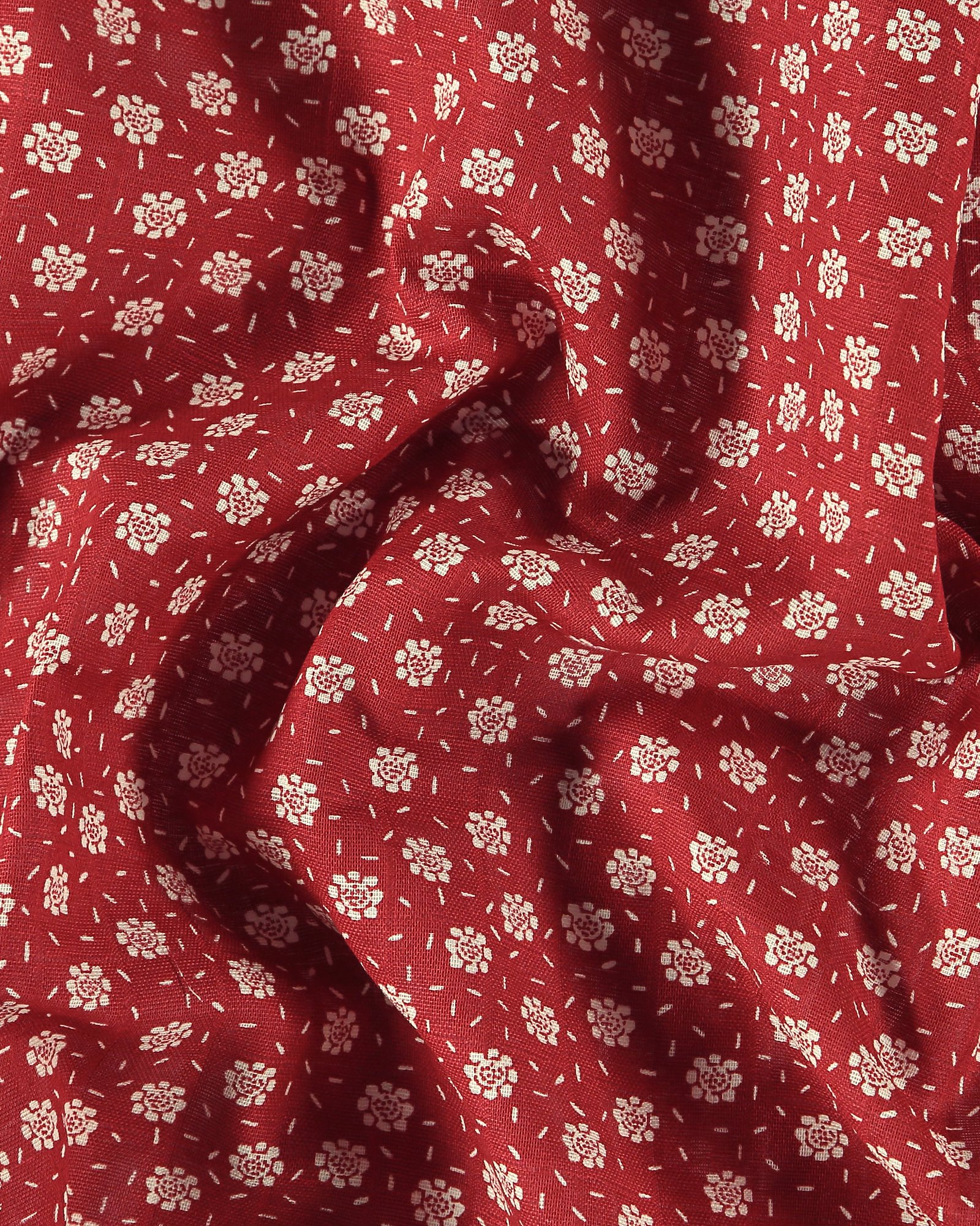 Muslin 2-layers dusty red with flowers 501865_pack