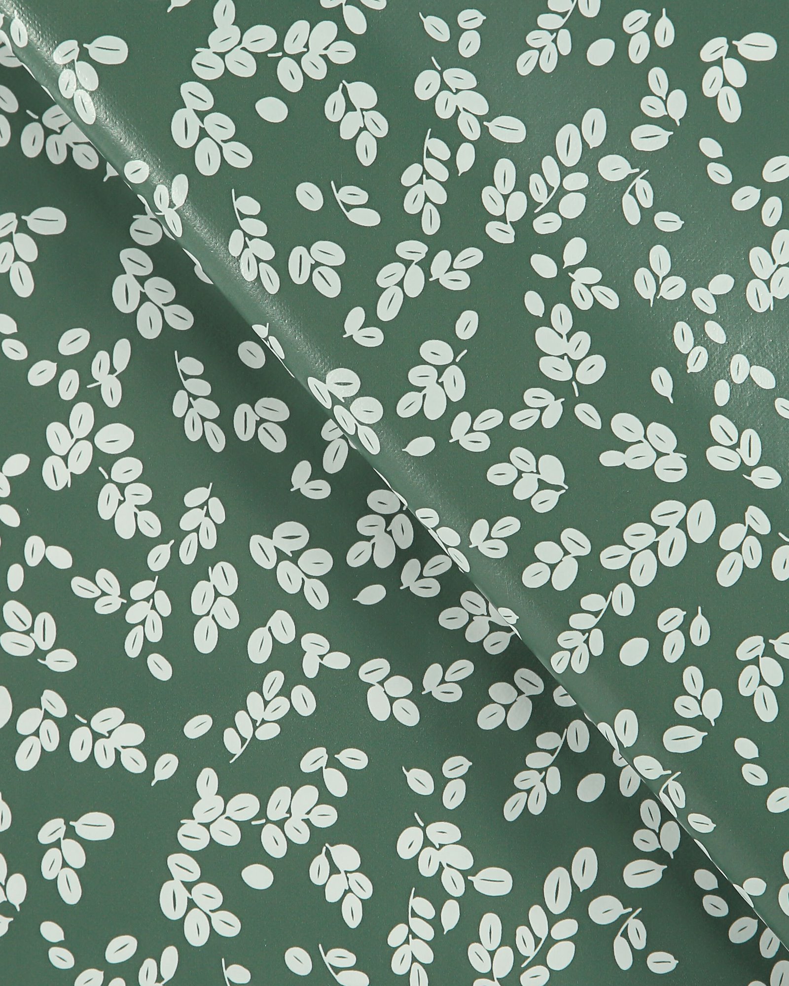 Non-woven oilcloth green w white leaves 866129_pack