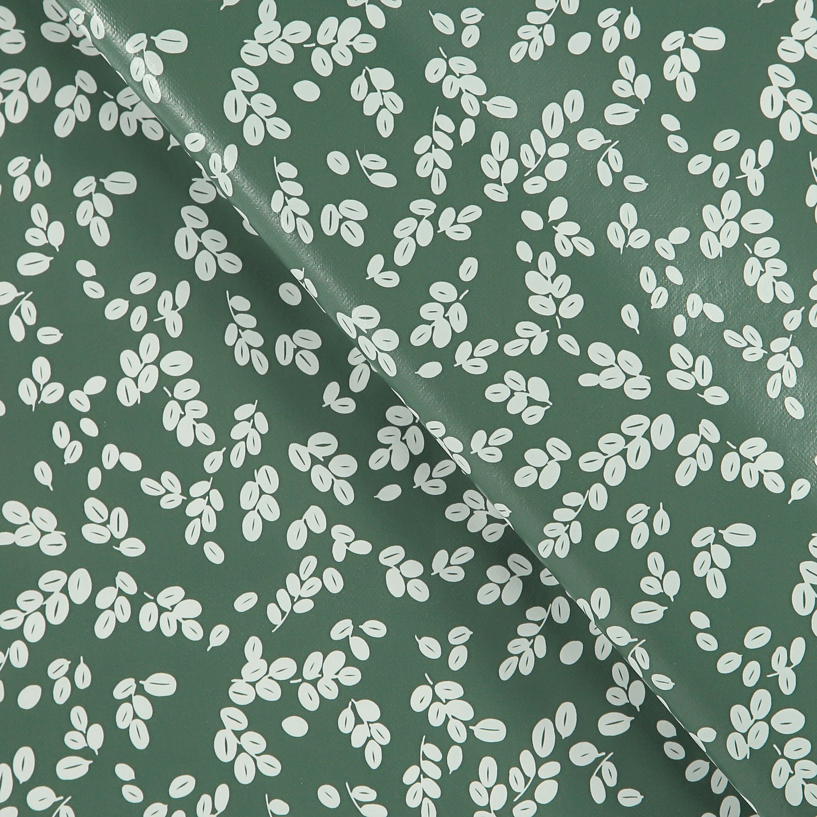 Non-woven oilcloth green w white leaves 866129_pack