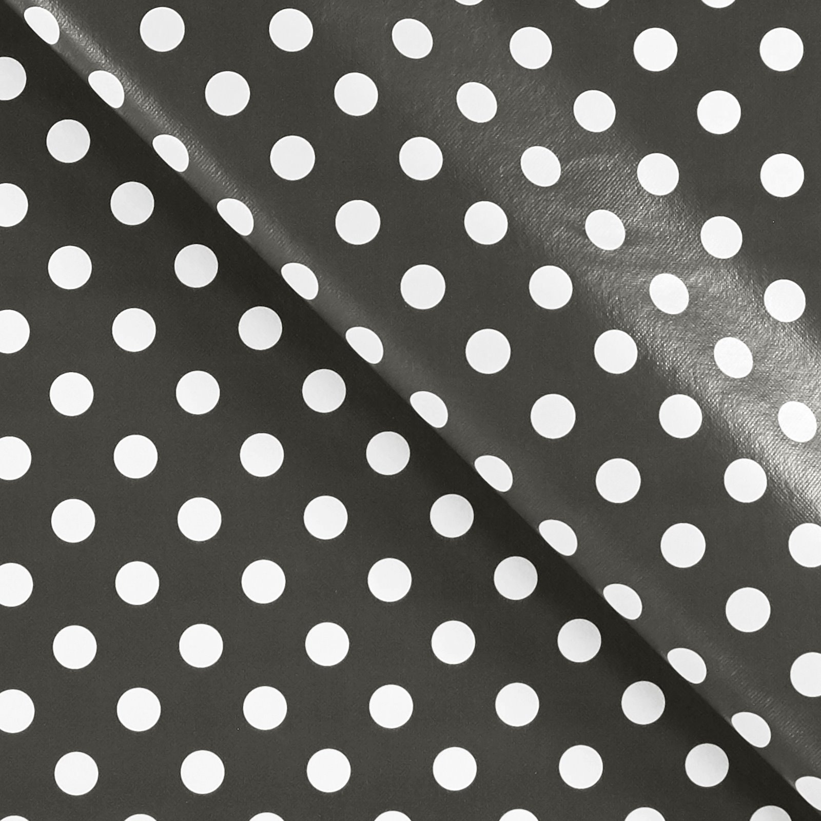 Non-woven oilcloth grey w white dots 861383_pack