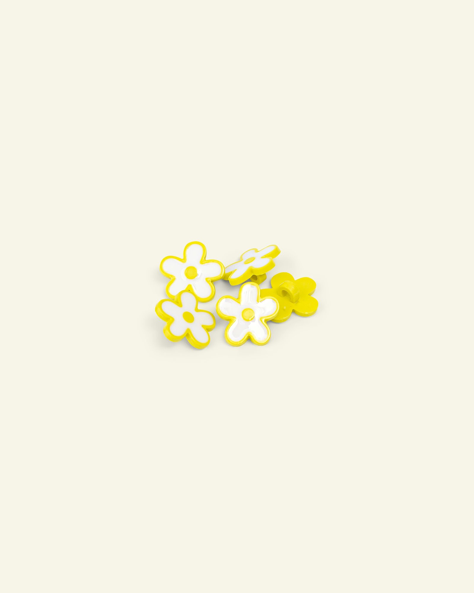Øyeknapp blomst 15mm gul/hvit 5stk. 33296_pack