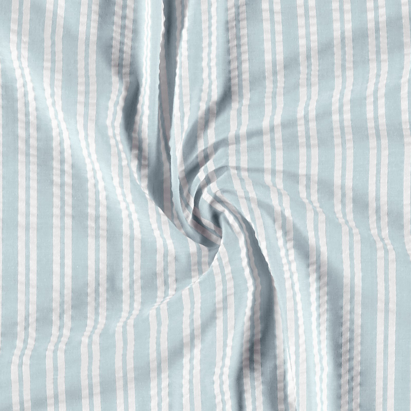 Striped Seersucker Cotton - Blue and White