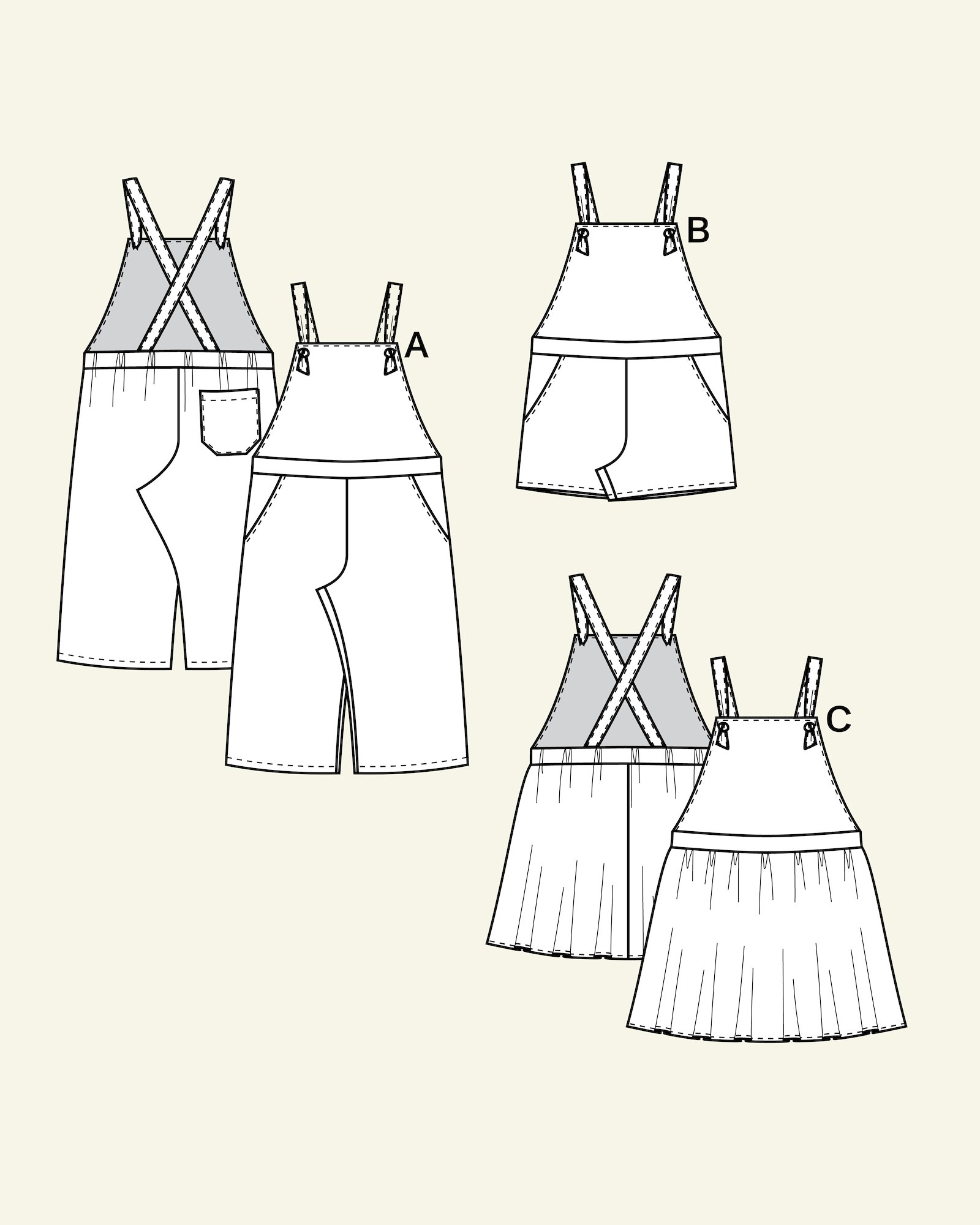 Overalls, shorts, pinafore, 104/3y p60029_pack
