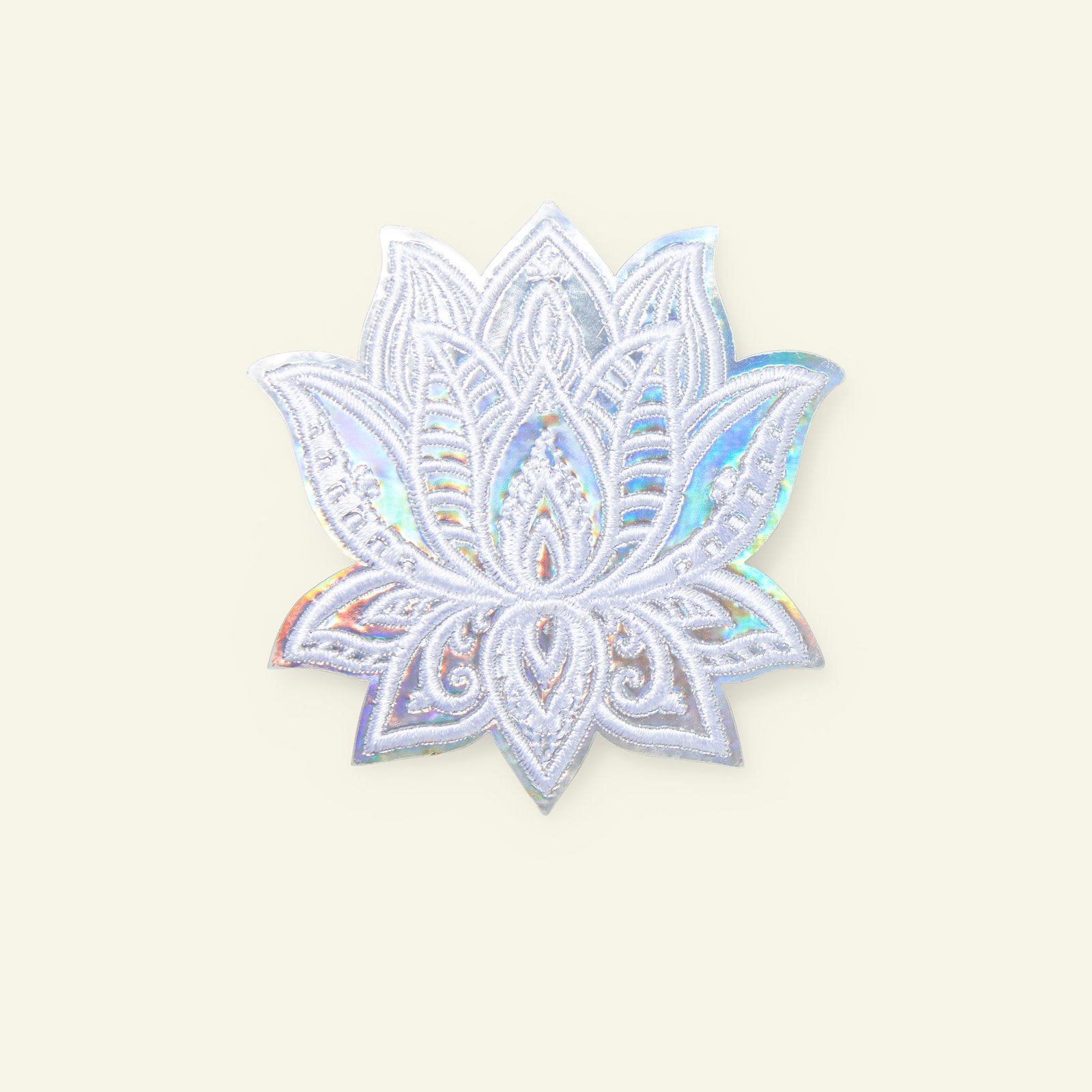 Patch flower 75x75mm silver 24974_pack