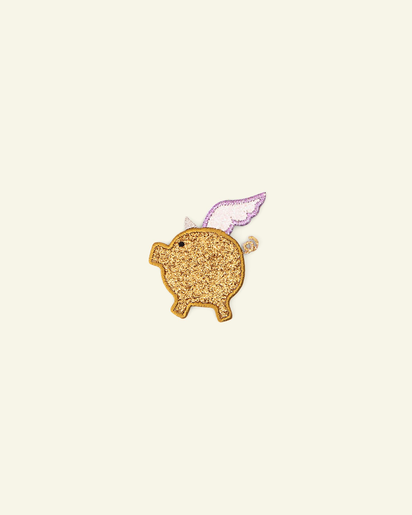 Patch pig 44x48mm gold glitter 1pc 24858_pack