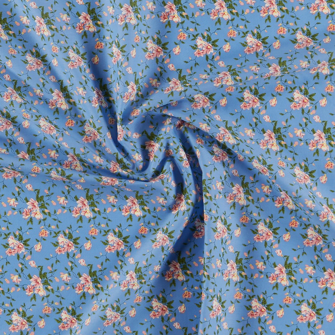 Billede af Patchwork 45x55cm blå med rosa blomster