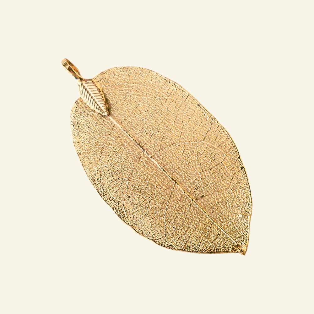 Pendant leaf 22x50mm gold colored 1pcs 96488_pack
