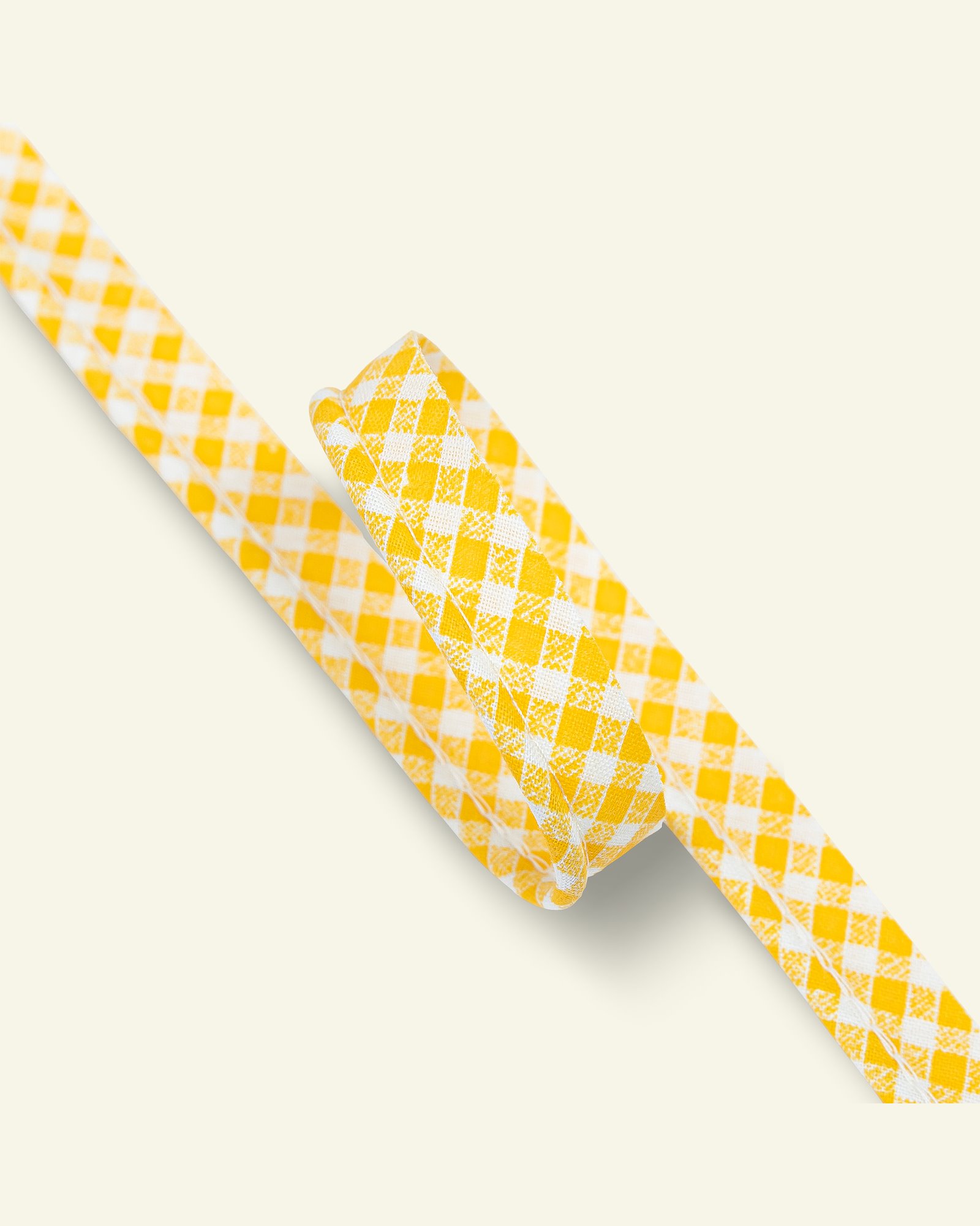 Pipingbånd bomuld 4mm tern gul/hvid 3m 71301_pack