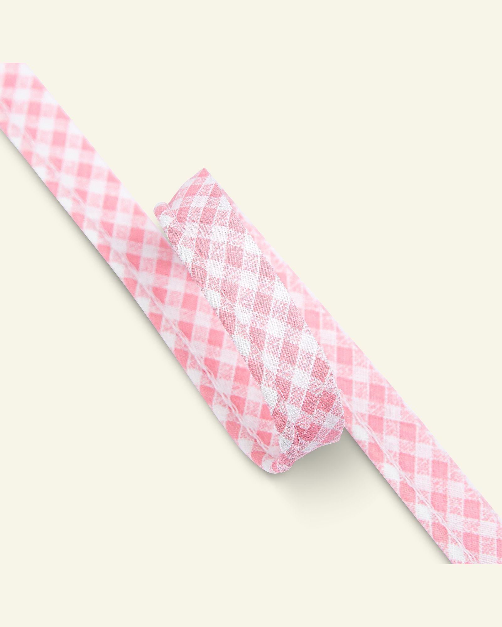 Pipingbånd bomuld 4mm tern rosa/hvid 3m 71303_pack