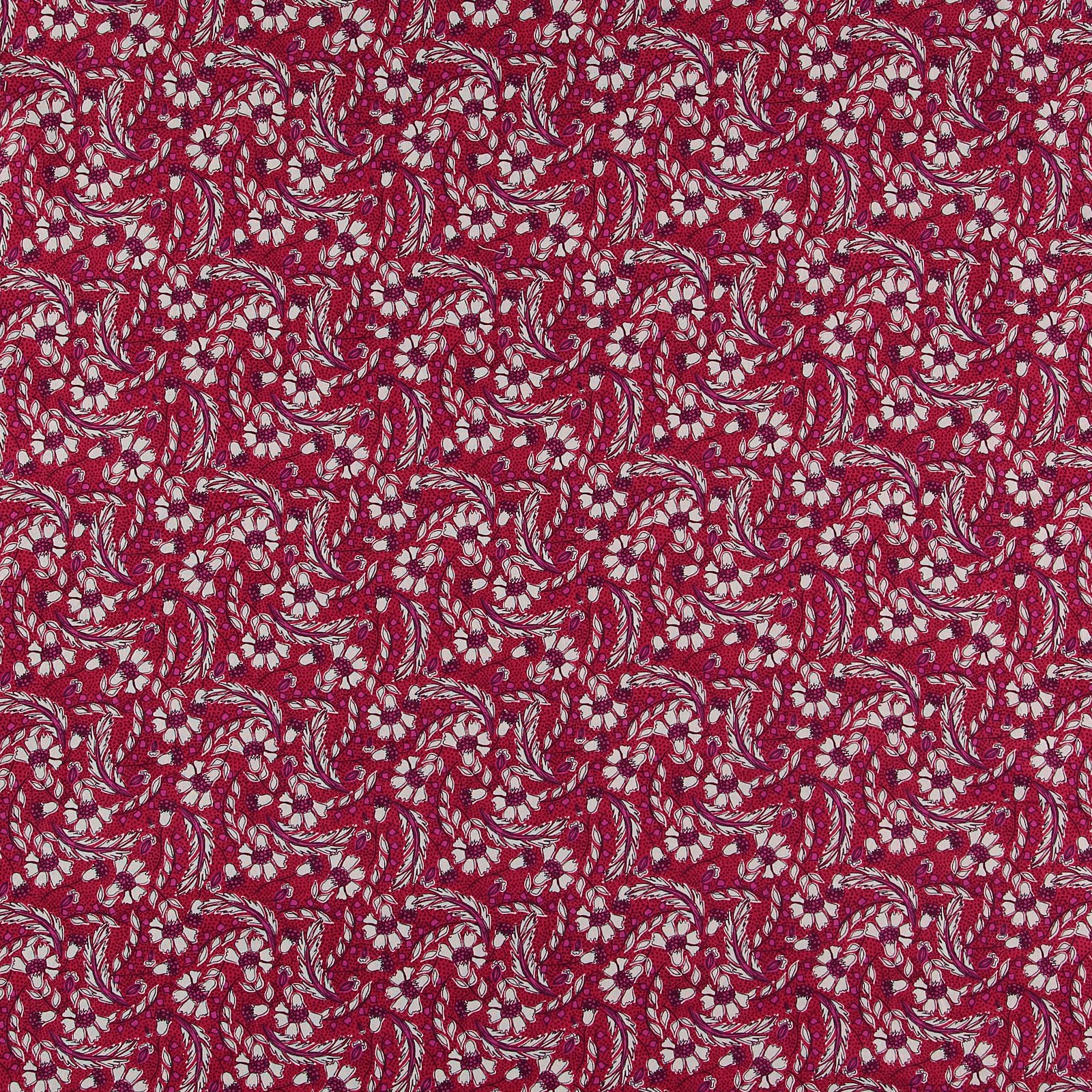 Printed cotton classic red with flowers 780571_pack_sp