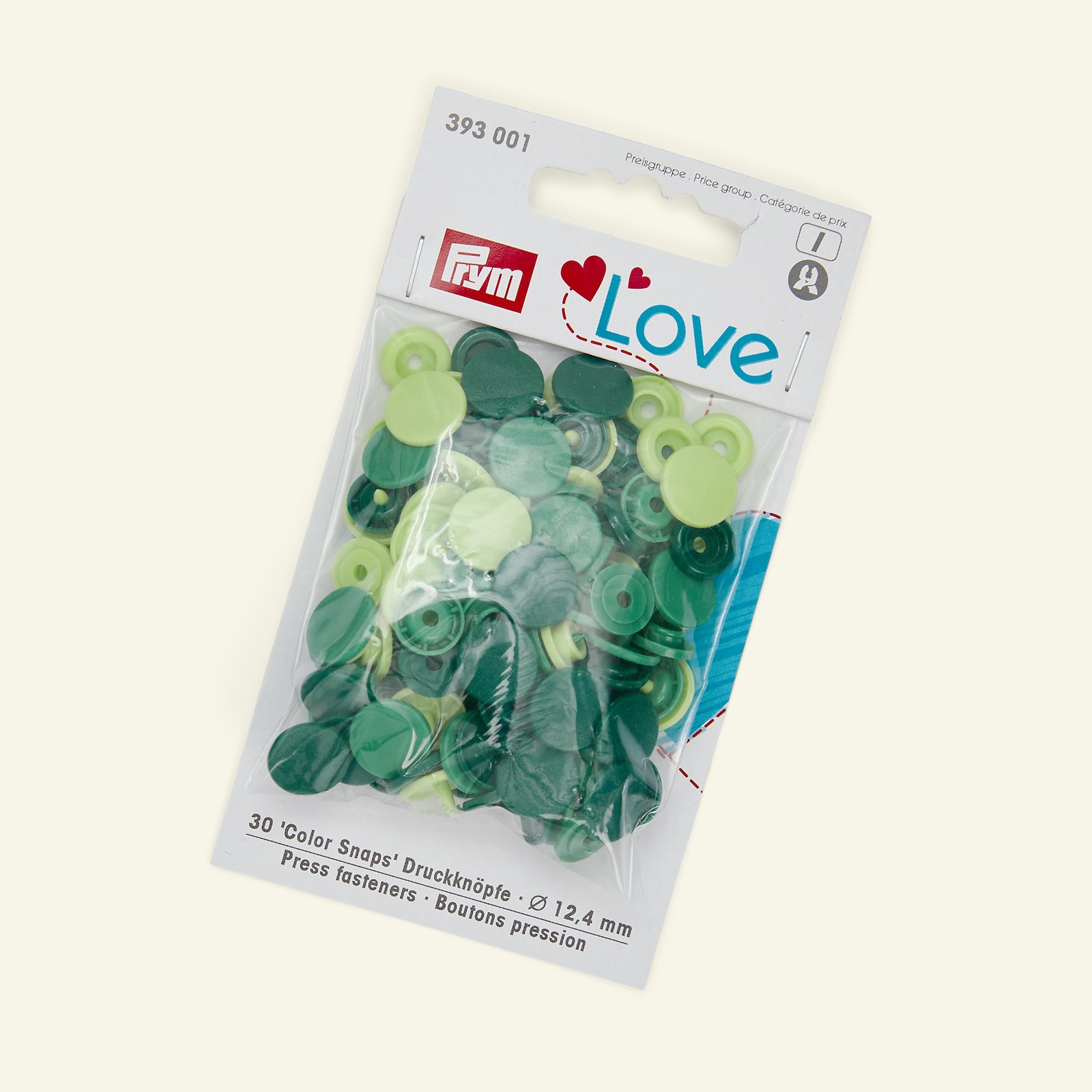 PRYM LOVE tryckknapp 12,4mm grön 30st 45003_pack_b