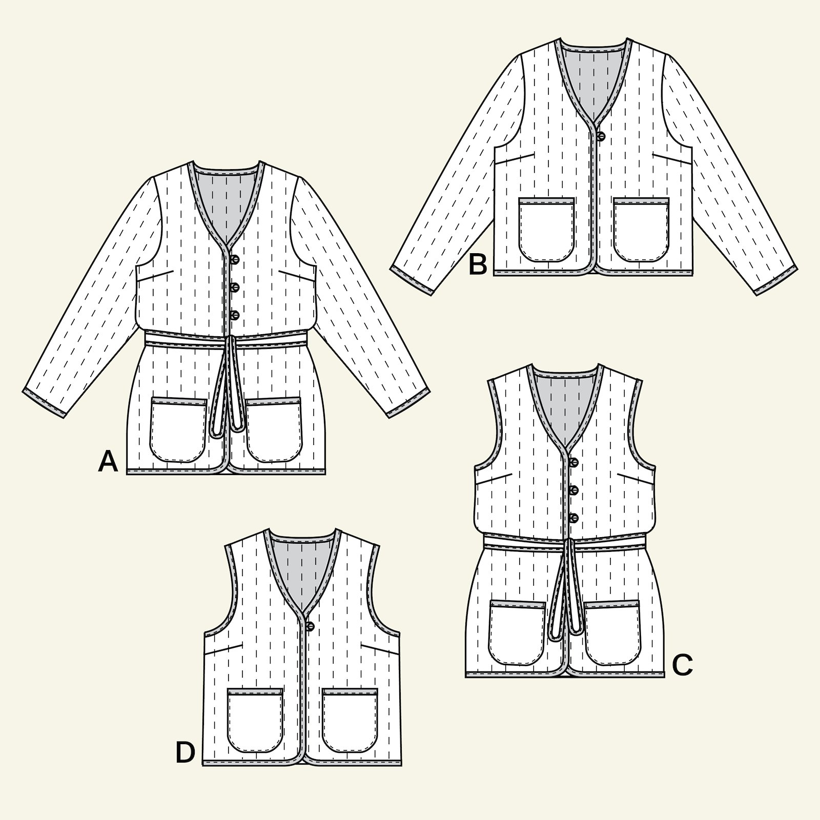 Quilted jacket and waistcoat, 36/8 p24047_pack